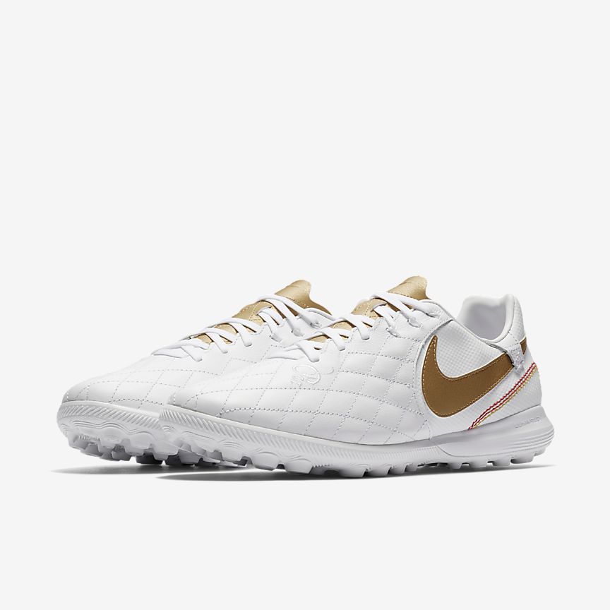 Nike Lunar LegendX 7 Pro 10R TF Turf Soccer Shoes for Men - White/Metallic Gold - Lightweight Football Cleats for Artificial Grass - Perfect for Training & Matches on Turf Fields
