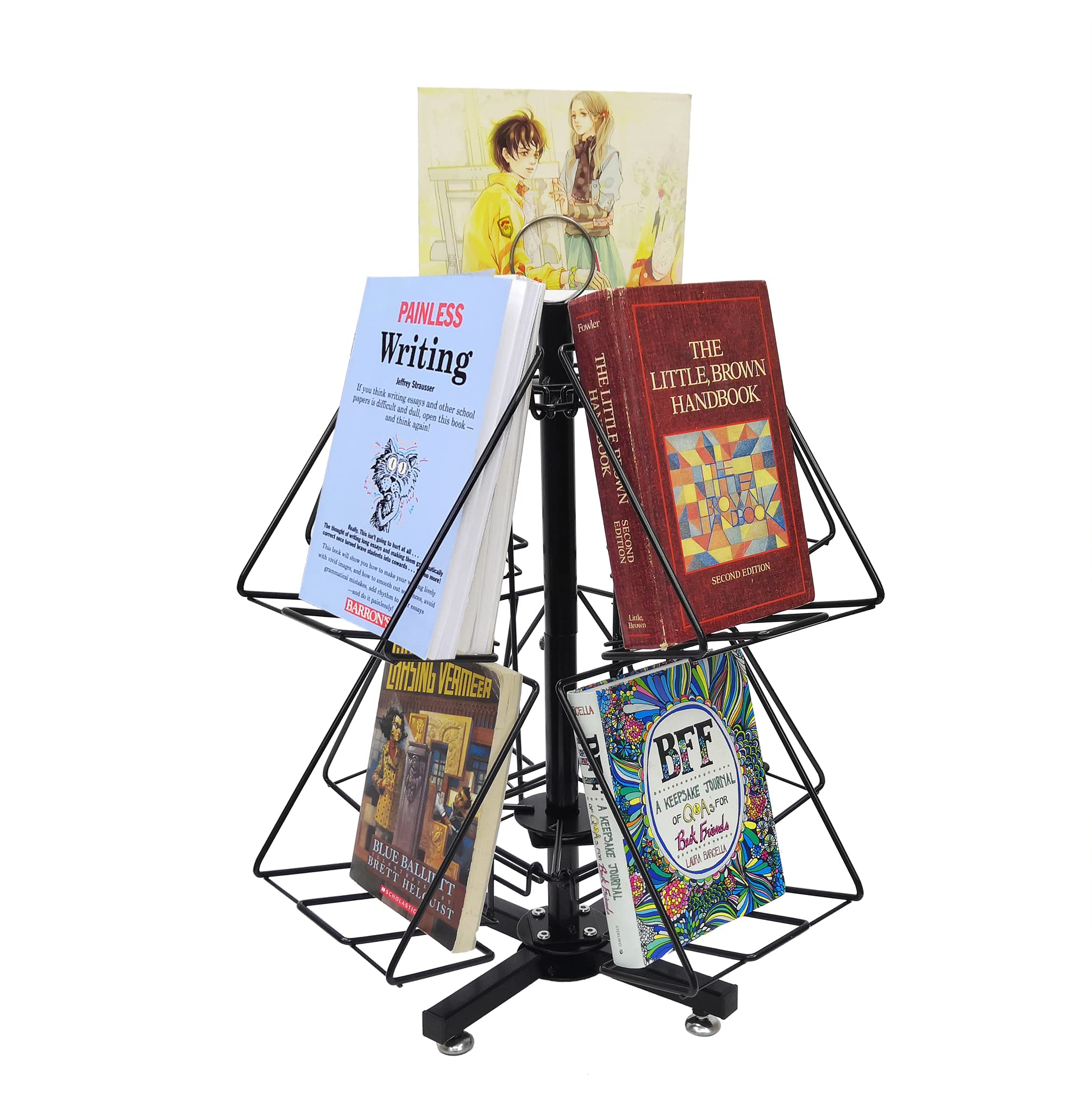 FixtureDisplays® 8-Pocket Rotating Display Stand for DVDs, Books, CDs, Postcards & Greeting Cards - Compact 6.54