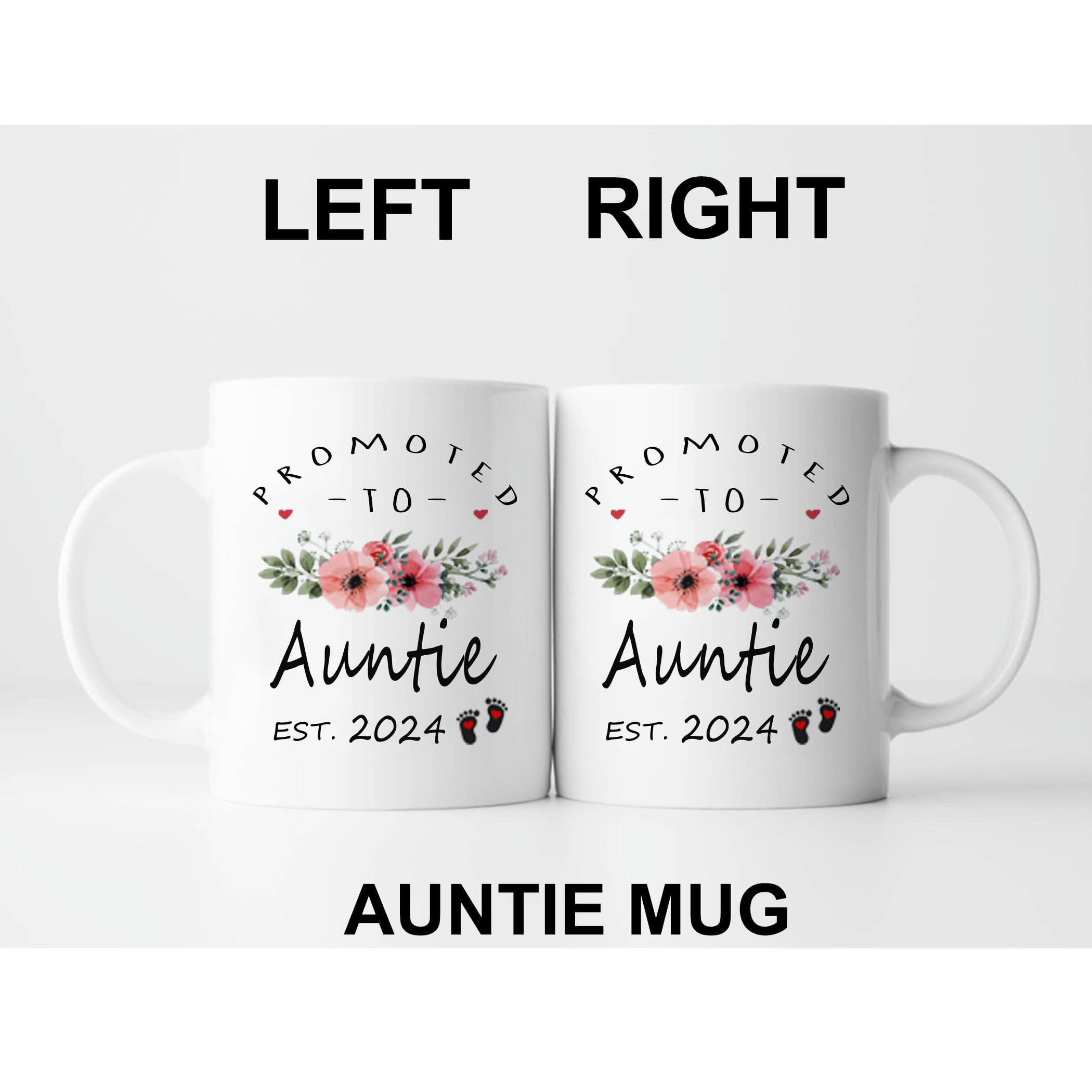 2024 New Aunt & Uncle Pregnancy Announcement Mug Set - 11oz Coffee Cups for Sister/Brother Gifts - Perfect for Birthday, Christmas & Gender Reveal Parties - Funny 'Promoted to Auntie/Uncle' Ceramic Mugs