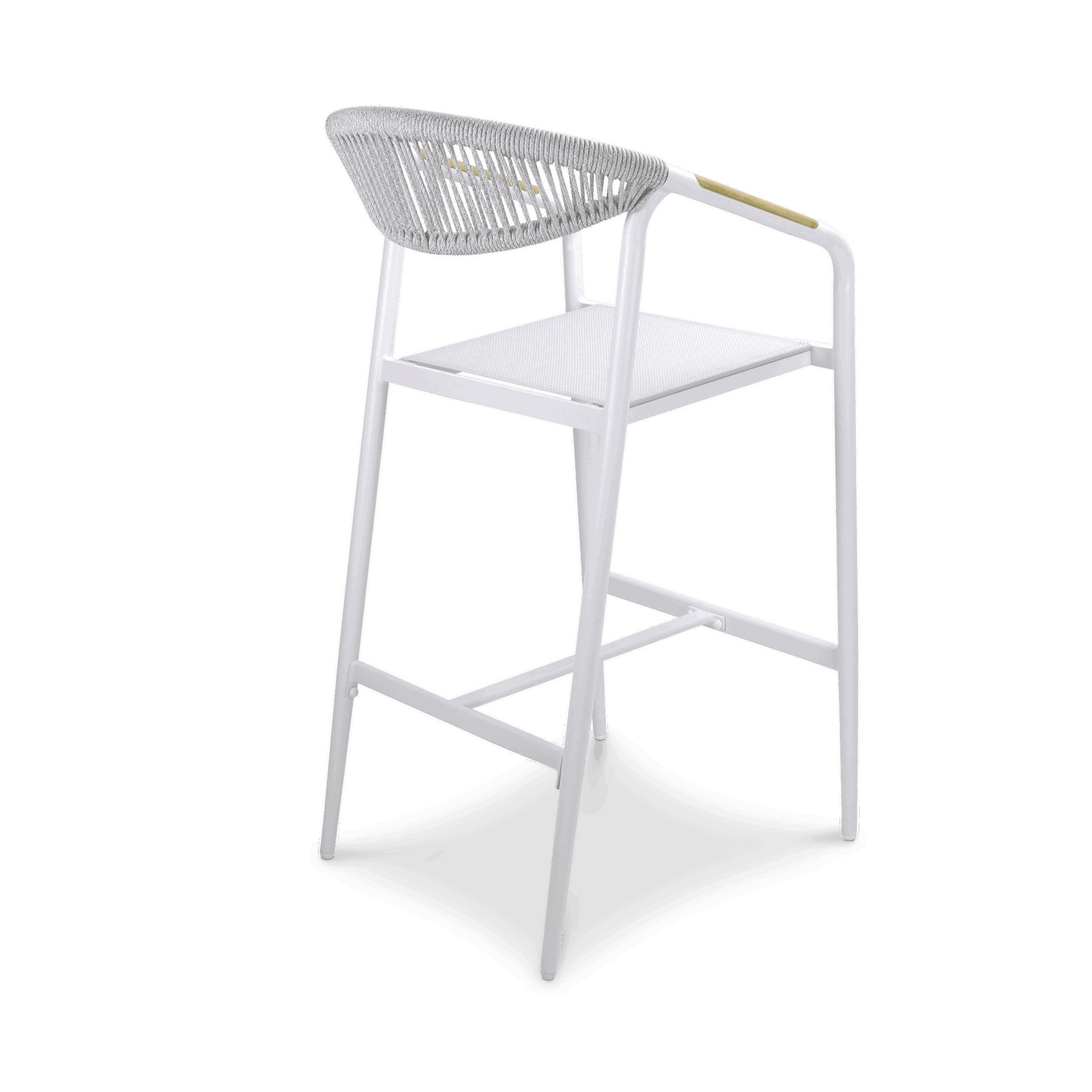 Amalfi Square 3-Piece Outdoor Bar Set in Arctic White Aluminum - Perfect for Patio, Garden, and Poolside Entertaining