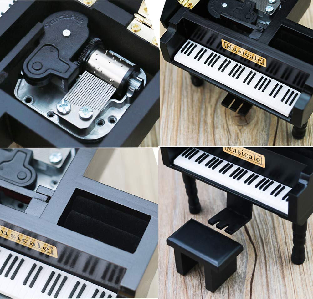 Beauty and The Beast Music Box - Handcrafted Wooden Windup Piano Musical Box with Engraved Design, Plays Classic Theme Song - Perfect Gift for Disney Fans, Collectors & Romantic Occasions
