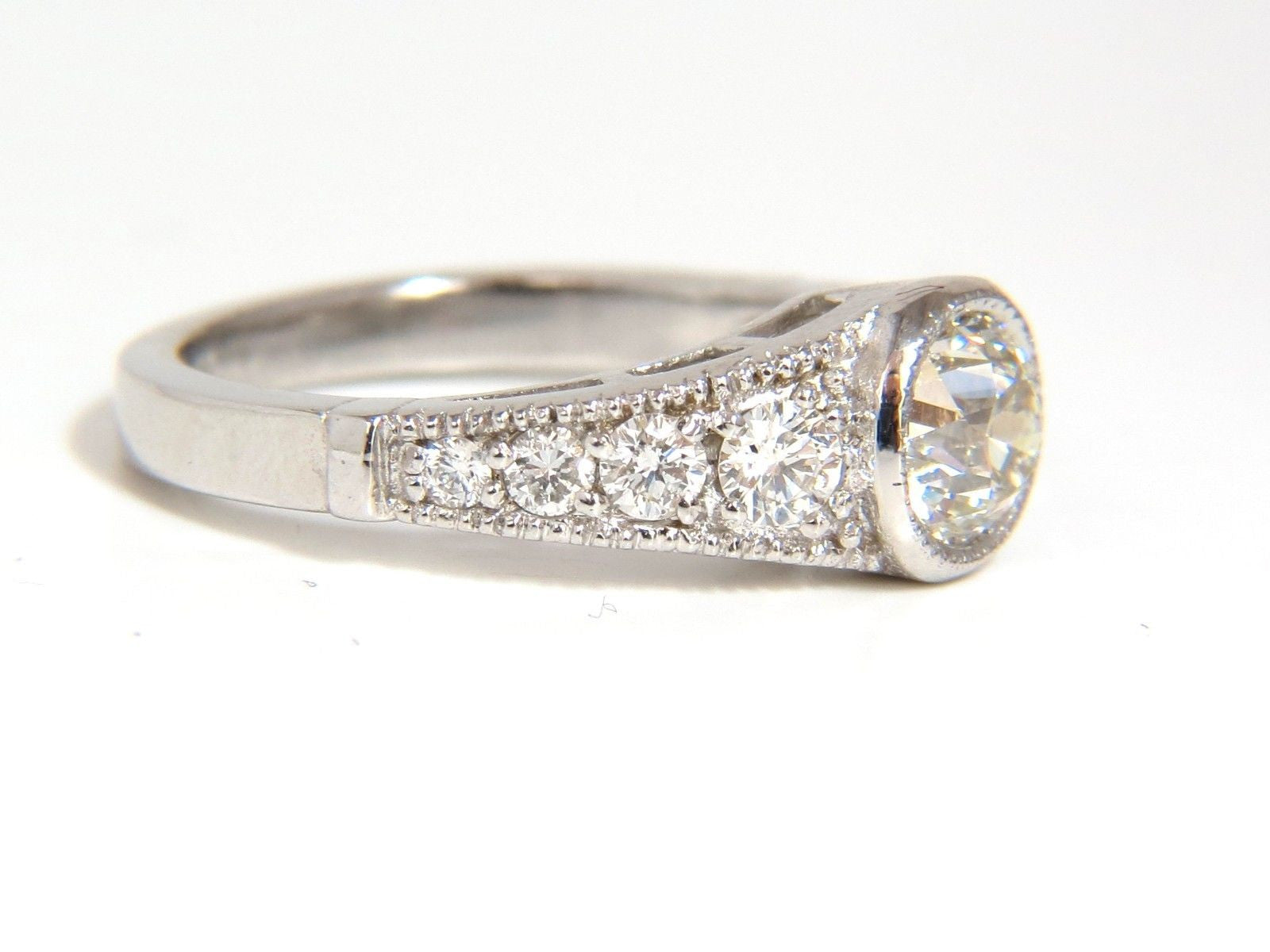 1.85CT Natural European Cut Flush Mount Diamond Ring in 14KT White Gold I/VS - Elegant Wedding Band & Anniversary Gift for Women