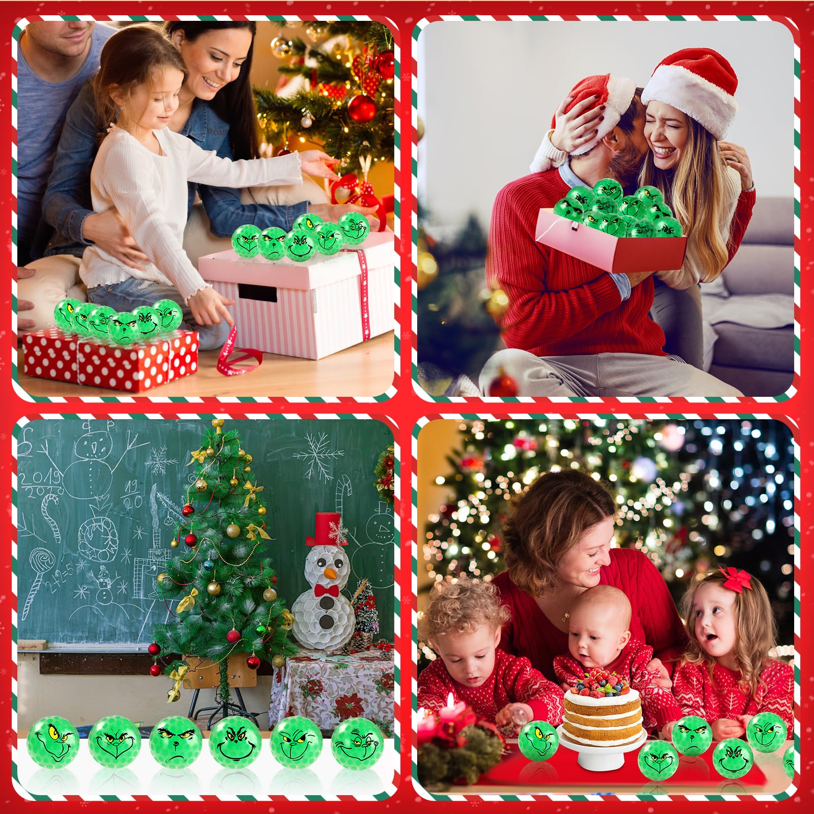 12PCS Christmas Squishy Fidget Stress Ball Toys - Mini Green Monster Bulk Sensory Toys for Stress Relief, Stocking Stuffers, Party Favors & Advent Calendar Fillers - Perfect for Holiday Gifts, Classroom Rewards and Office Stress Relief