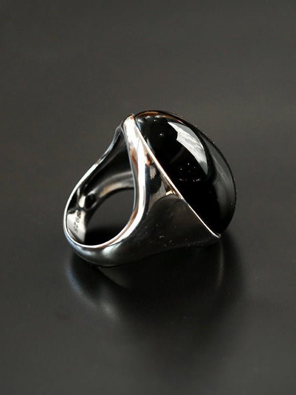 Black Onyx Oval Egg Ring - Elegant Gemstone Jewelry for Women, Perfect for Gifts, Weddings & Special Occasions