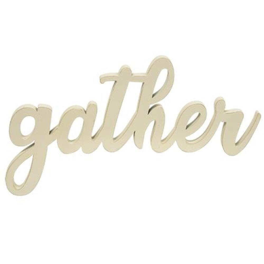 Elegant Hanging Ivory Script Gather Sign - Perfect for Weddings, Home Decor & Rustic Farmhouse Style