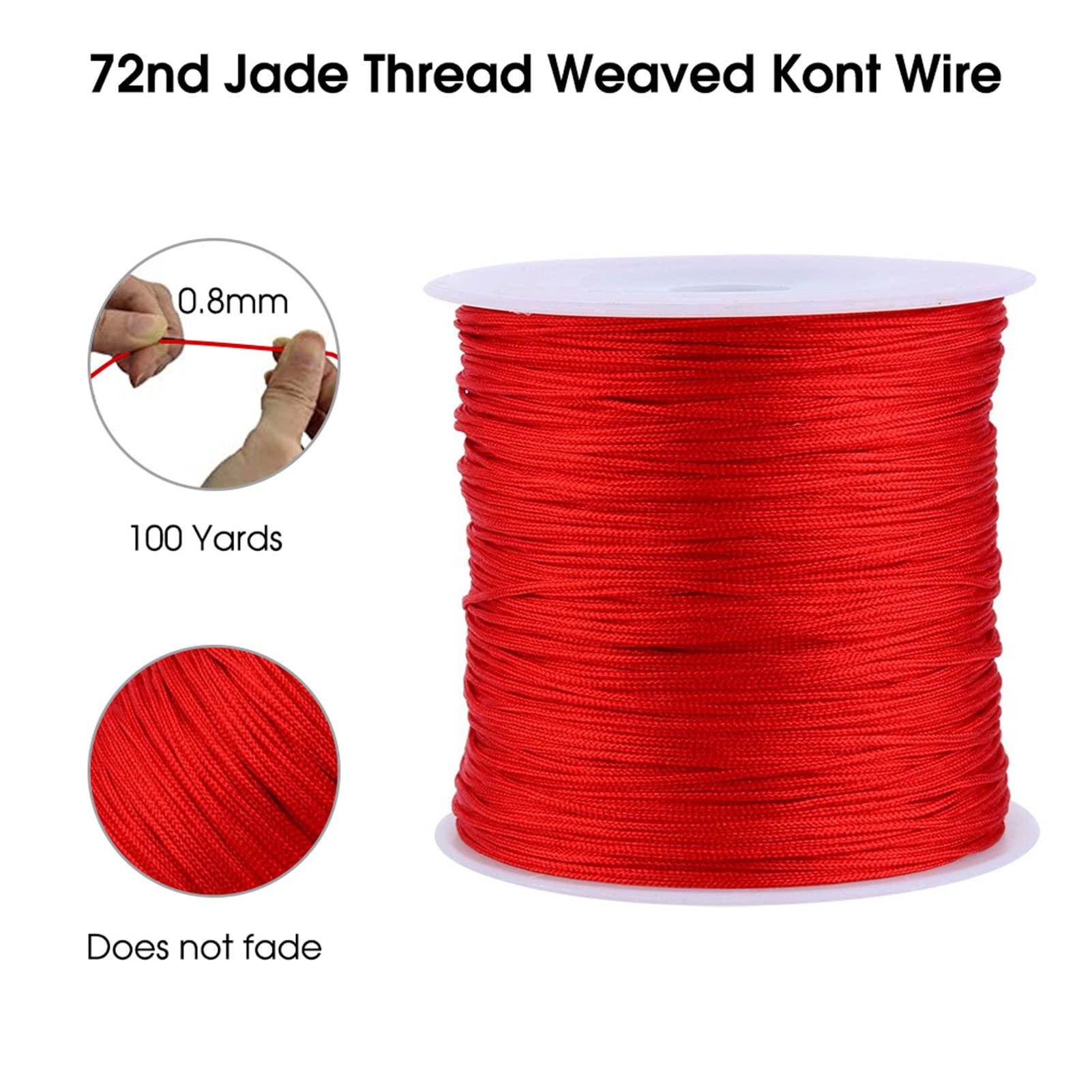 100m Red Nylon Chinese Knot Rope (0.8mm) - Traditional Decorative Cord for DIY Crafts, Home Decor, Gift Wrapping & Festival Decorations