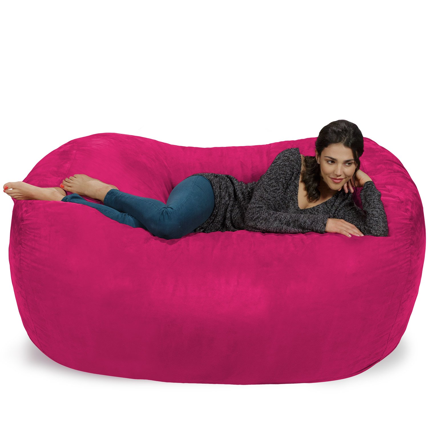 Chill Sack 6' Memory Foam Bean Bag Chair - Oversized Lounger with Soft Microfiber Cover (Pink) - Perfect for Living Rooms, Game Rooms & Dorm Relaxation
