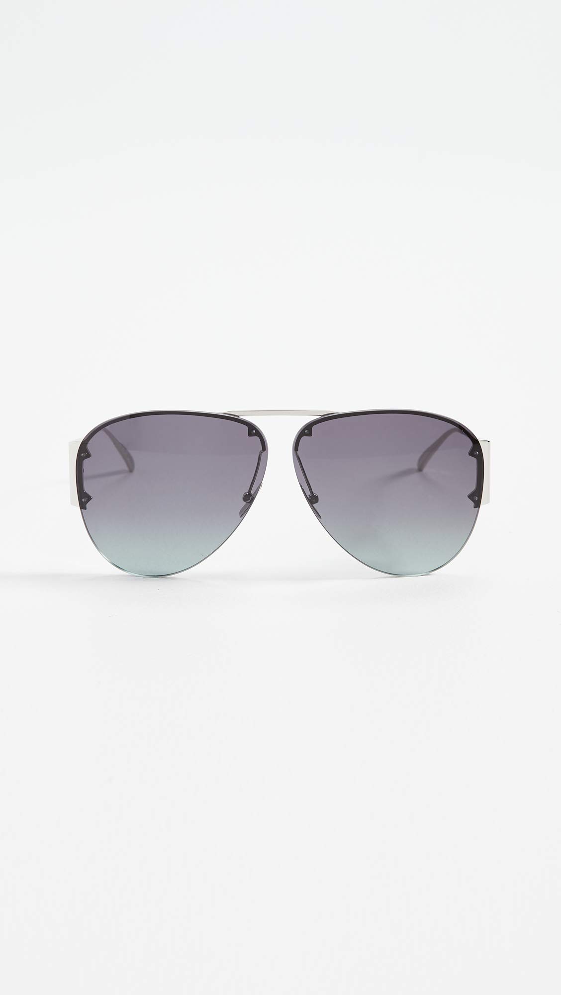 Bottega Veneta Women's Aviator Sunglasses - Silver Frame with Blue Lenses, One Size - Perfect for Driving, Travel & Fashion Accessories