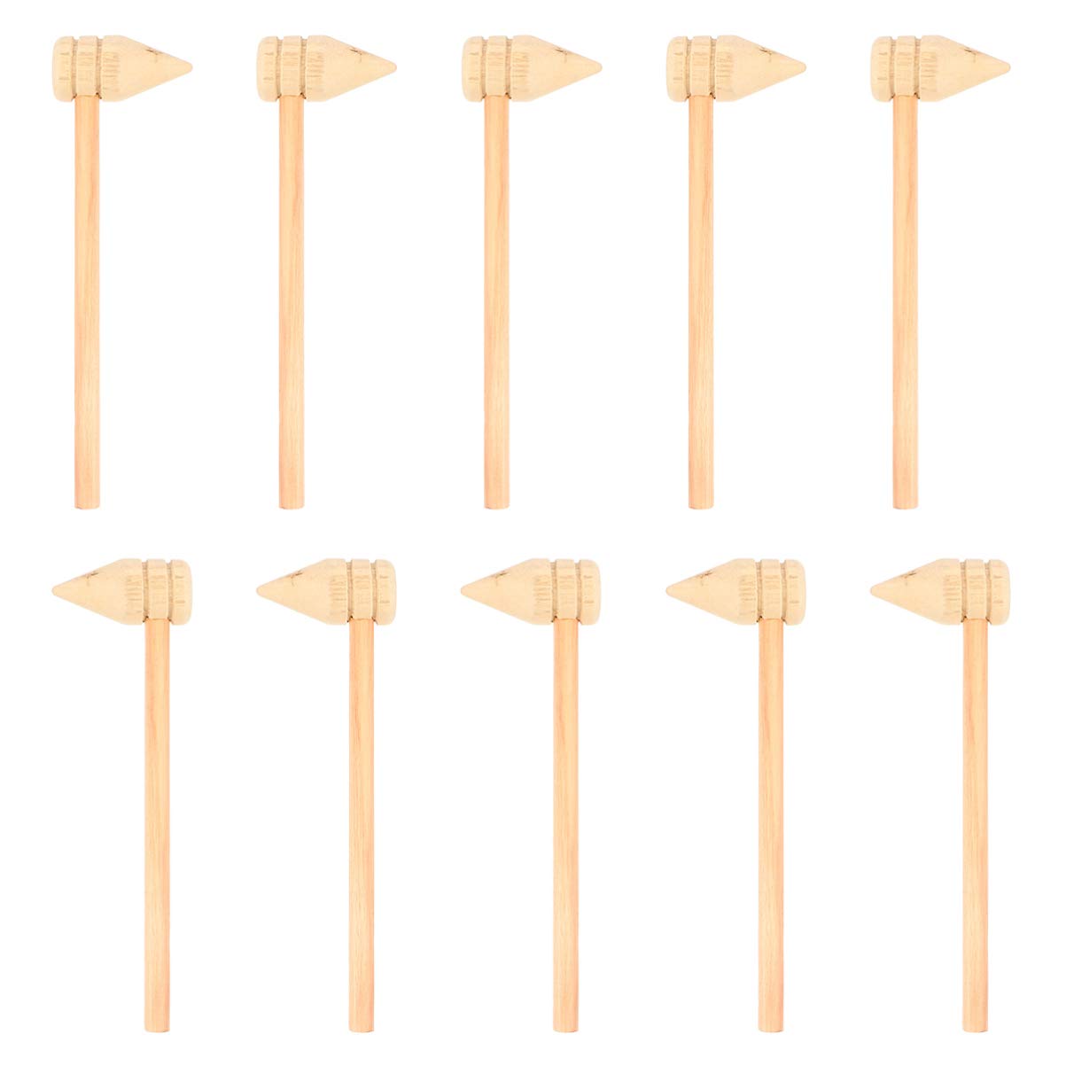 NUOBESTY 10-Piece Small Wooden Hammer Set - Woodworking Mallet, Toddler Dough Massager & Peg Pounding Tool for Kids DIY Projects, Pretend Play & Early Learning Activities