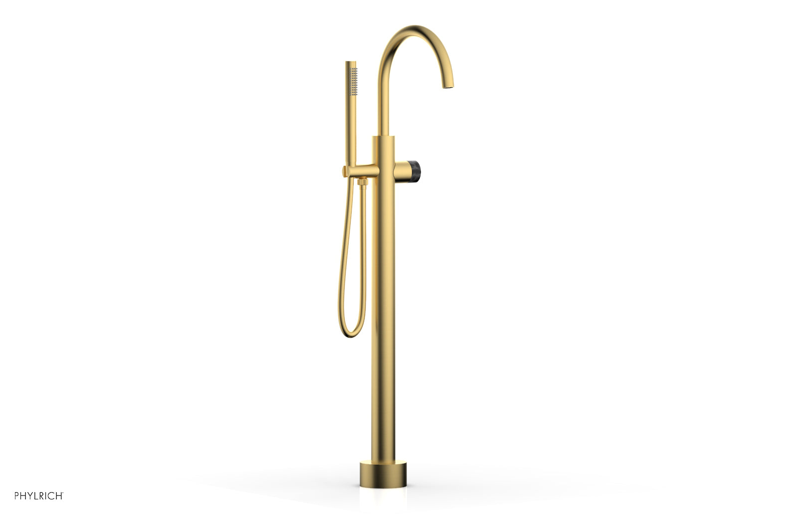 Premium BASIC II Tall Floor Mount Tub Filler with Marble Handle & Hand Shower - Model 230 47 01 - Perfect for Luxury Bathrooms & Spa-Like Showers