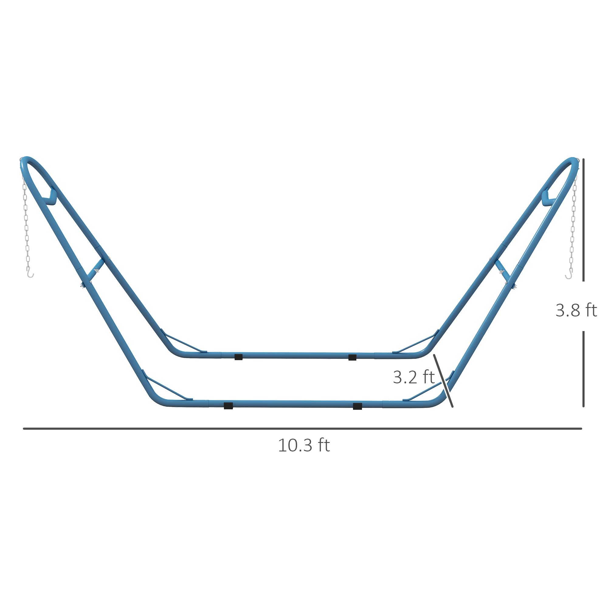 Outsunny 2-Person Portable Hammock Stand - Adjustable Steel Frame with Weather-Resistant Finish for 9-14ft Hammocks (550 lbs Capacity, Blue) - Perfect for Backyard, Patio, Camping & Beach Relaxation