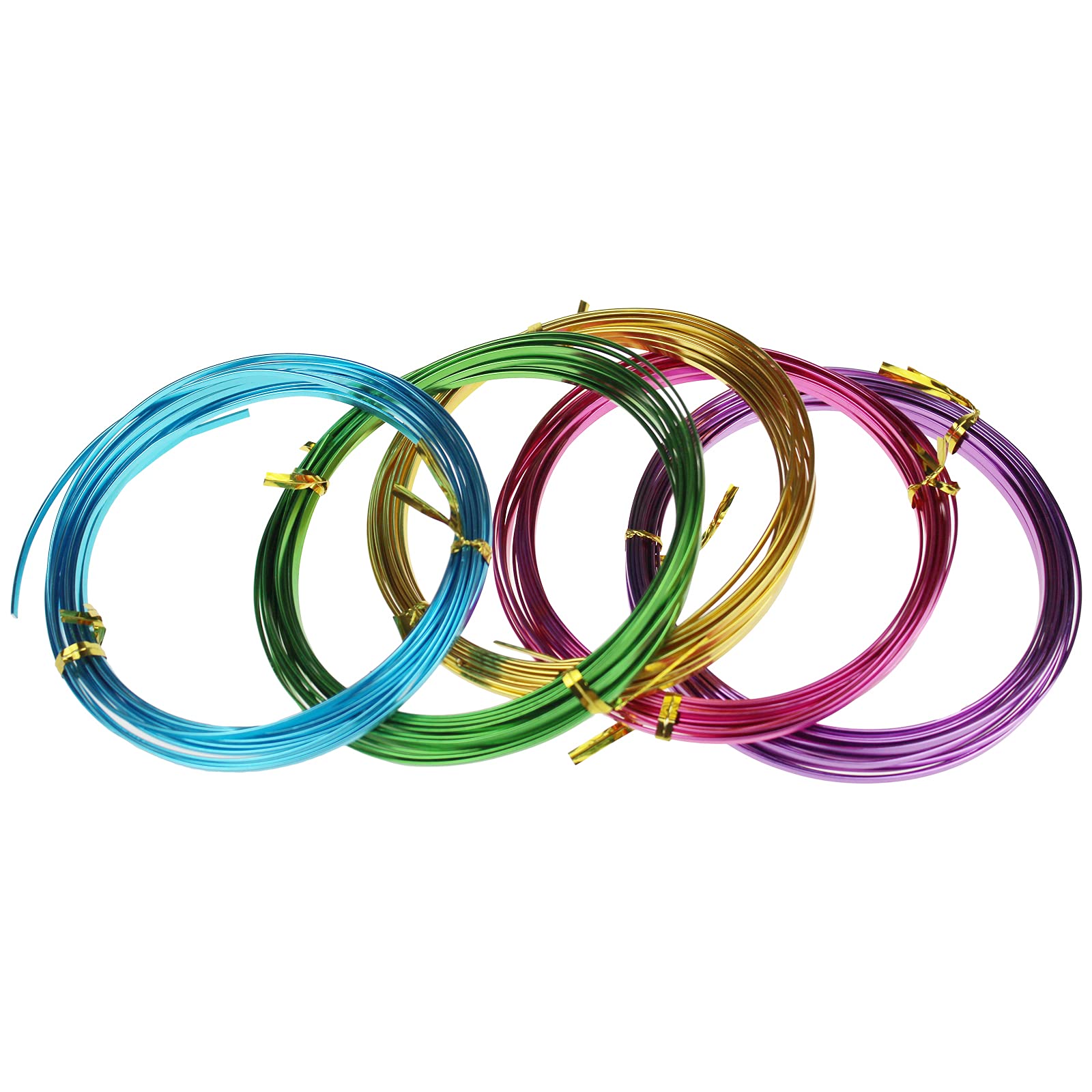 5 Rolls 3mm Wide Multi-Colored Flat Aluminum Wire for Jewelry Making, DIY Sculpture, Armature and Crafts - Perfect for Beading, Wire Wrapping, and Metal Art Projects