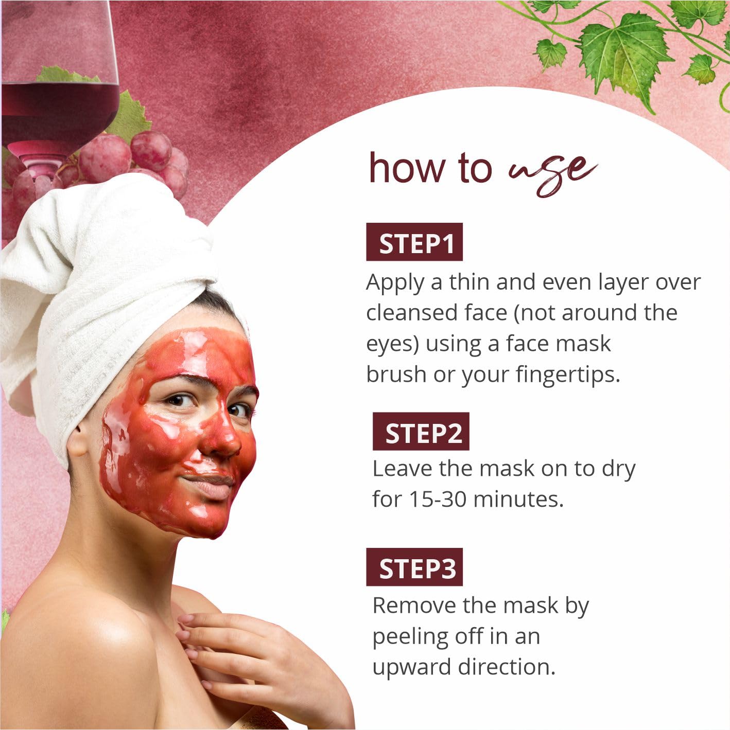 Globus Naturals Red Wine Peel Off Mask - Anti-Aging & Wrinkle Treatment for All Skin Types, 100g (Pack of 3) | Deep Cleansing & Skin Rejuvenation for Daily Skincare Routine