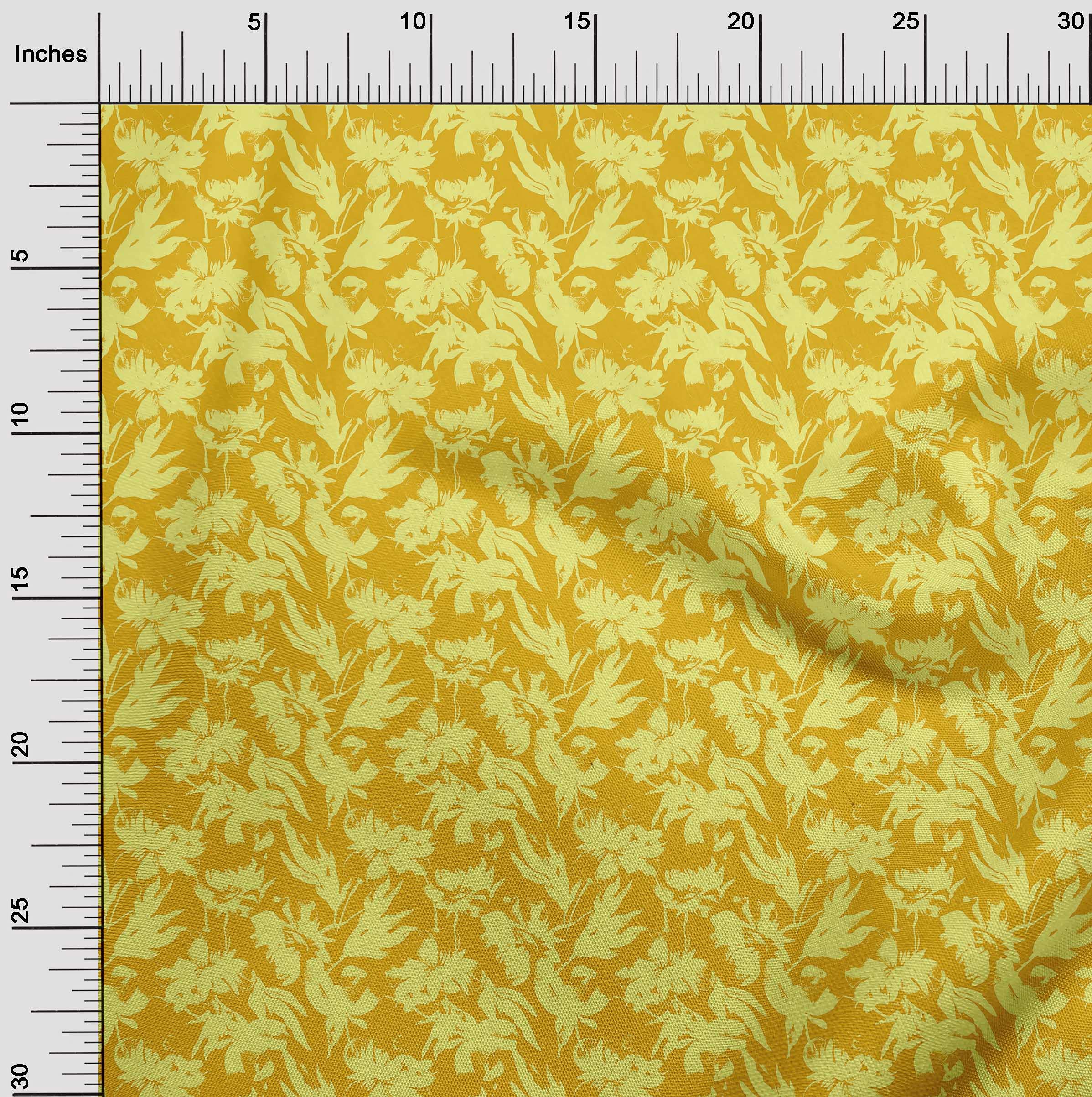 oneOone Velvet Yellow Floral Printed Fabric by The Yard - 58 Inch Wide DIY Sewing Supplies for Clothing, Dresses & Home Decor Projects