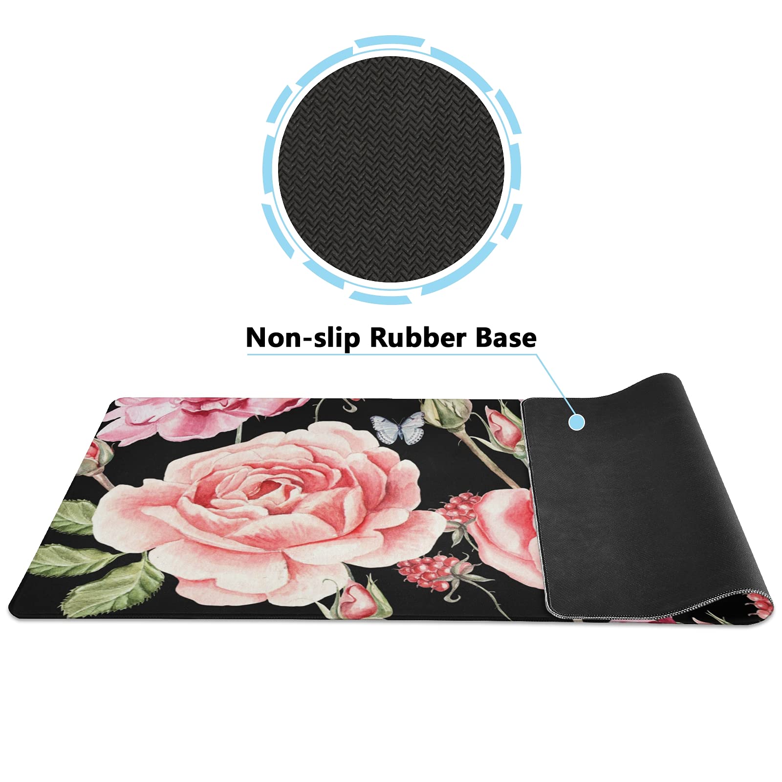 Premium Floral Design Large Extended Gaming Mouse Pad (31.5x11.8x0.12 Inch) - Non-Slip Rubber Base Desk Mat for Office, Home & PC Gaming - Perfect for Workstations, Computer Desks and Ergonomic Setups