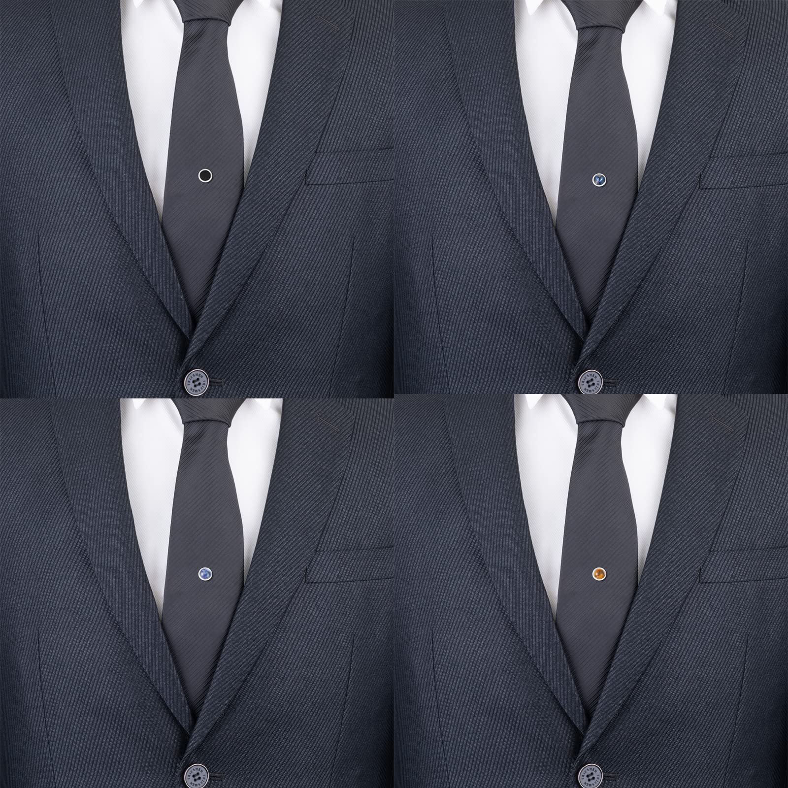 Silver Tie Pins for Men with Chain - Elegant Wedding & Business Gift