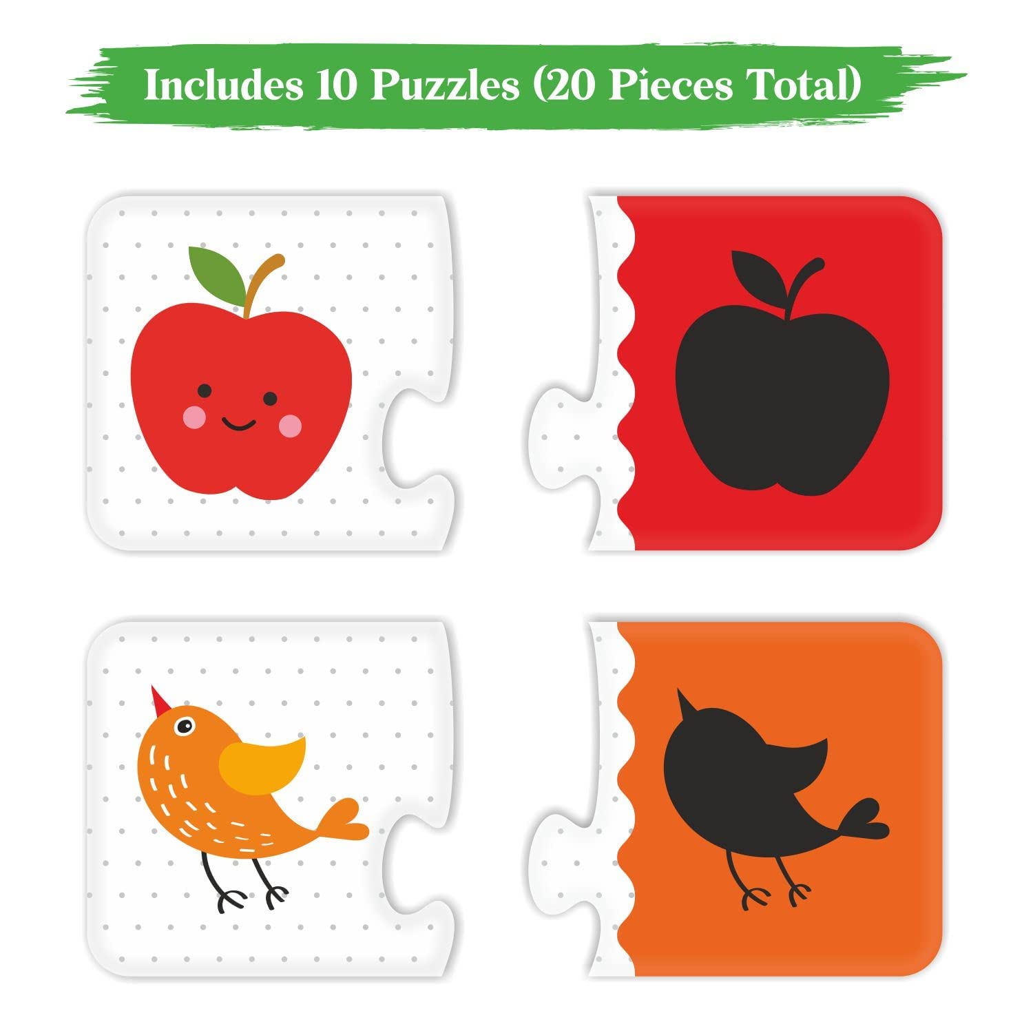 Webby Shadow Match 2-Piece Learning Pack Jigsaw Puzzle - Montessori Early Educational Preschool Toys for Kids Ages 3+ - Perfect for Homeschooling, Classroom Activities & Cognitive Development