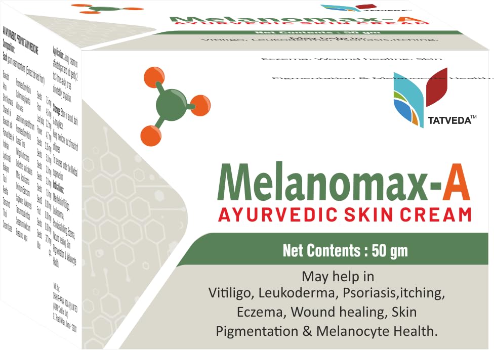 TATVEDA Melanomax-A | Natural Ayurvedic Anti Vitiligo Cream for Skin Depigmentation & White Patches Treatment | Safe for Face & Body Use at Home