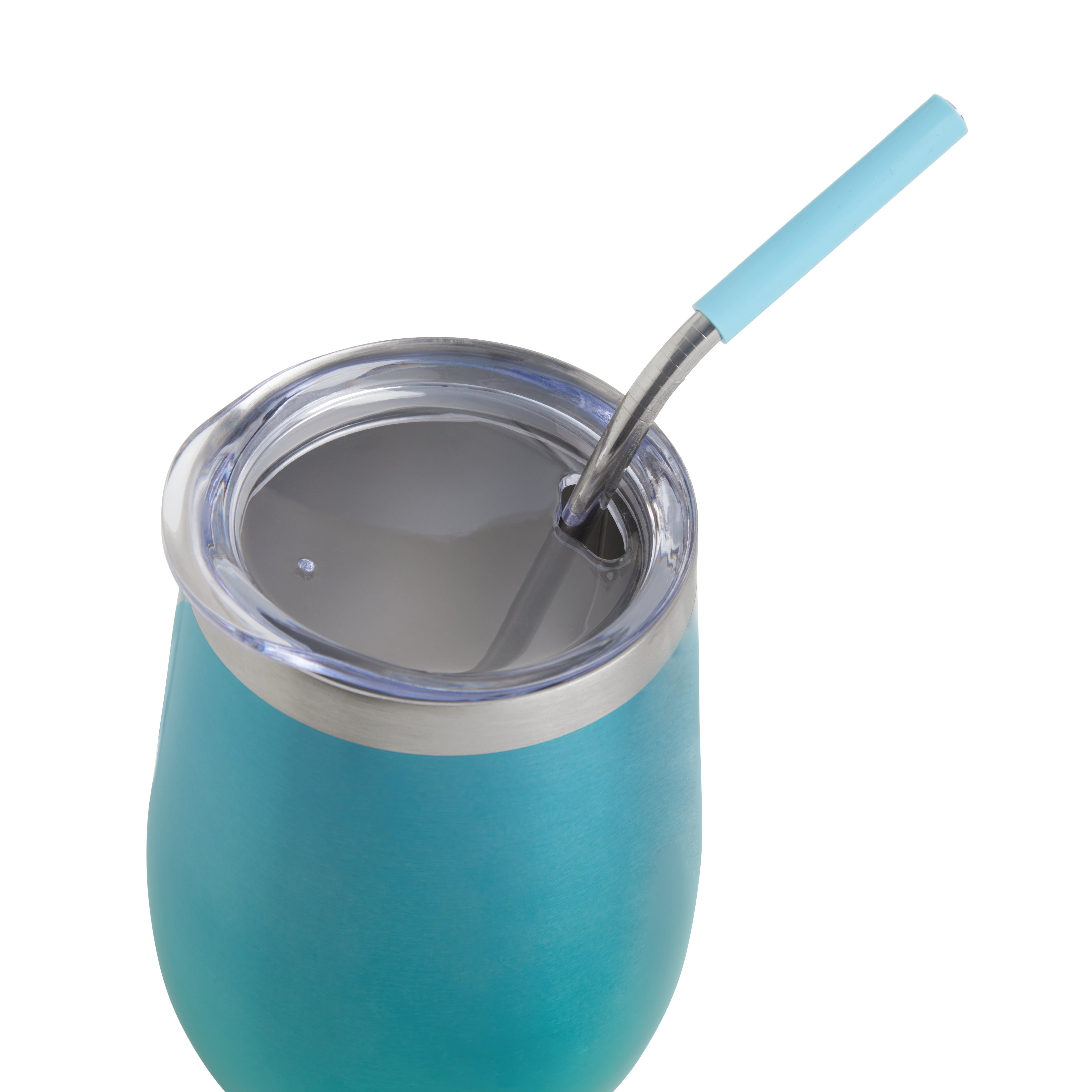 17 oz Stainless Steel Straw Wine Tumbler with Lid - Insulated Double Wall Vacuum Cup for Chilled Cocktails, Iced Coffee & Outdoor Parties - BPA Free Leakproof Travel Mug