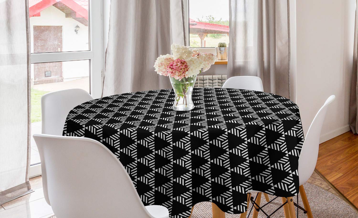 Ambesonne Geometric Round Tablecloth 60