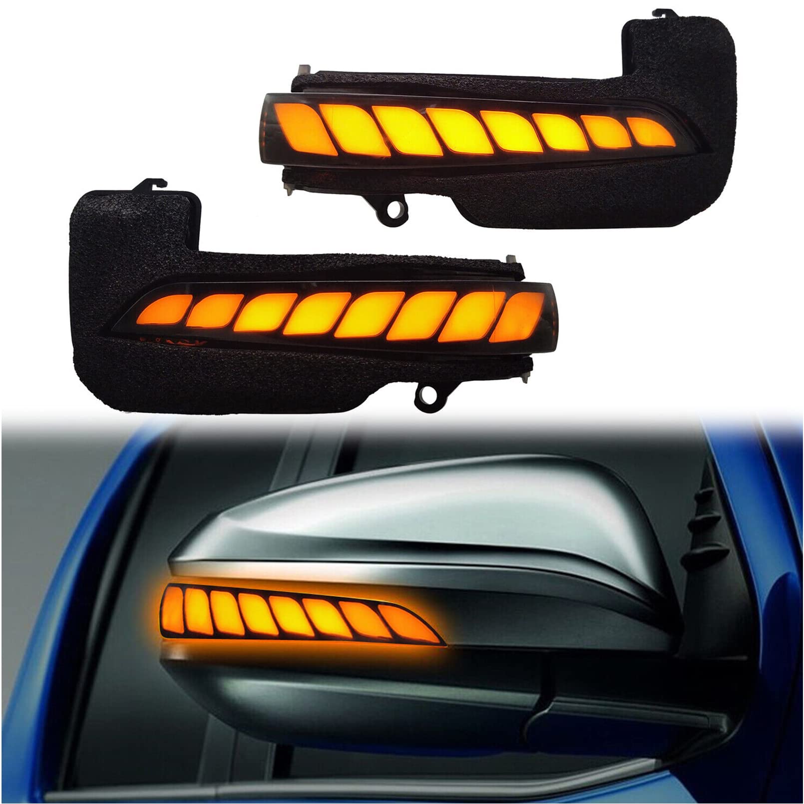 Toyota Fortuner Hilux Innova 2015-2020 LED Dynamic Sequential Turn Signal Light Kit - Black Rear View Mirror Side Signal Assembly | Enhanced Safety & Style for Night Driving & Lane Changes