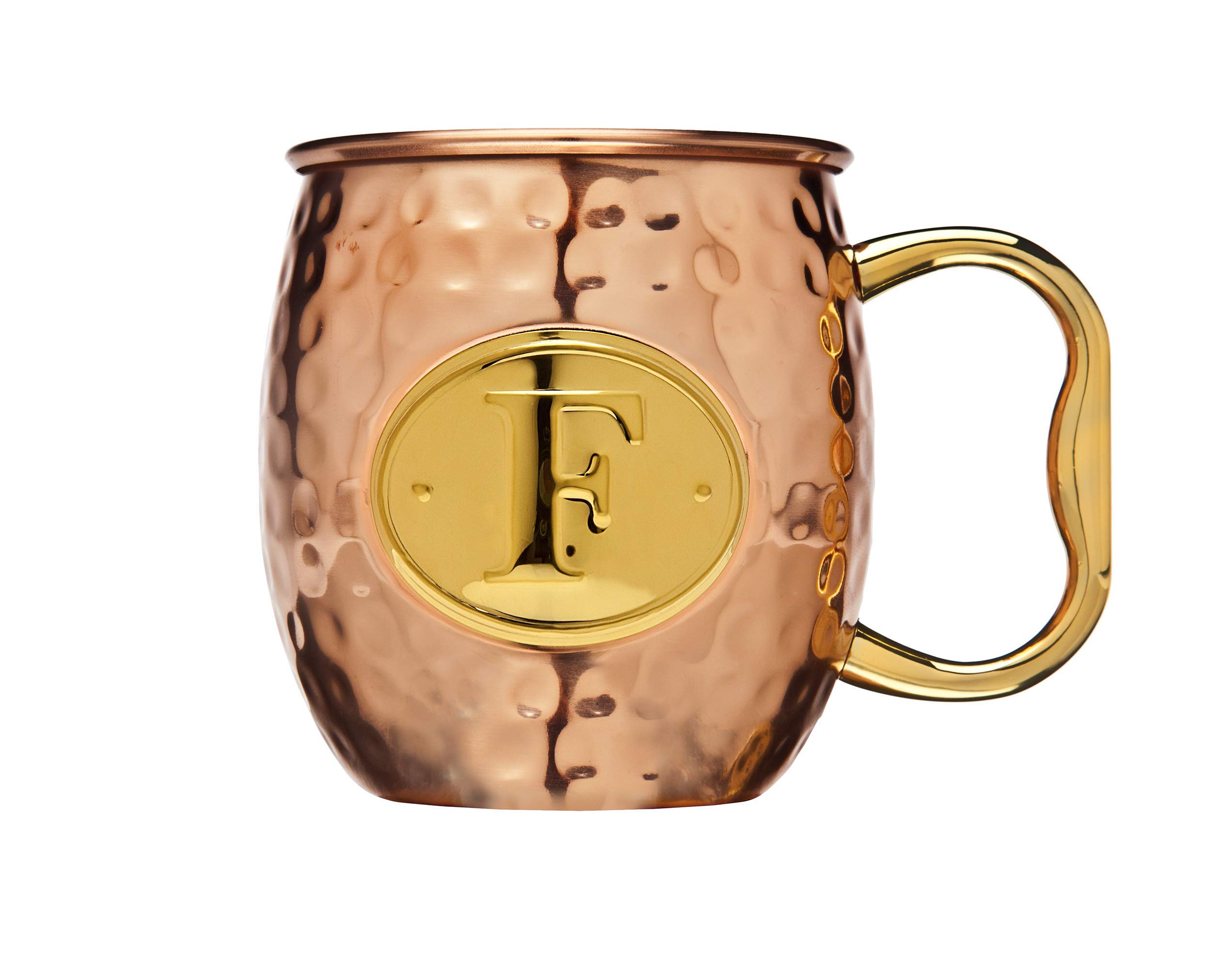 Personalized Monogram F Moscow Mule Mug - 20oz Copper Cocktail Cup for Mojitos, Beer & Iced Drinks - Perfect for Parties, Gifts & Home Bar Use
