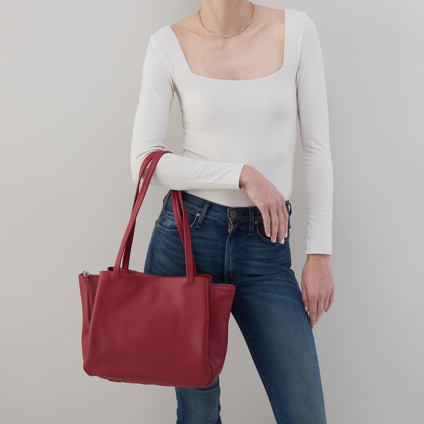 Premium Soft Saffiano Leather Medium Tote Bag in Cranberry - Stylish Work Bag, Travel Tote & Everyday Purse for Women