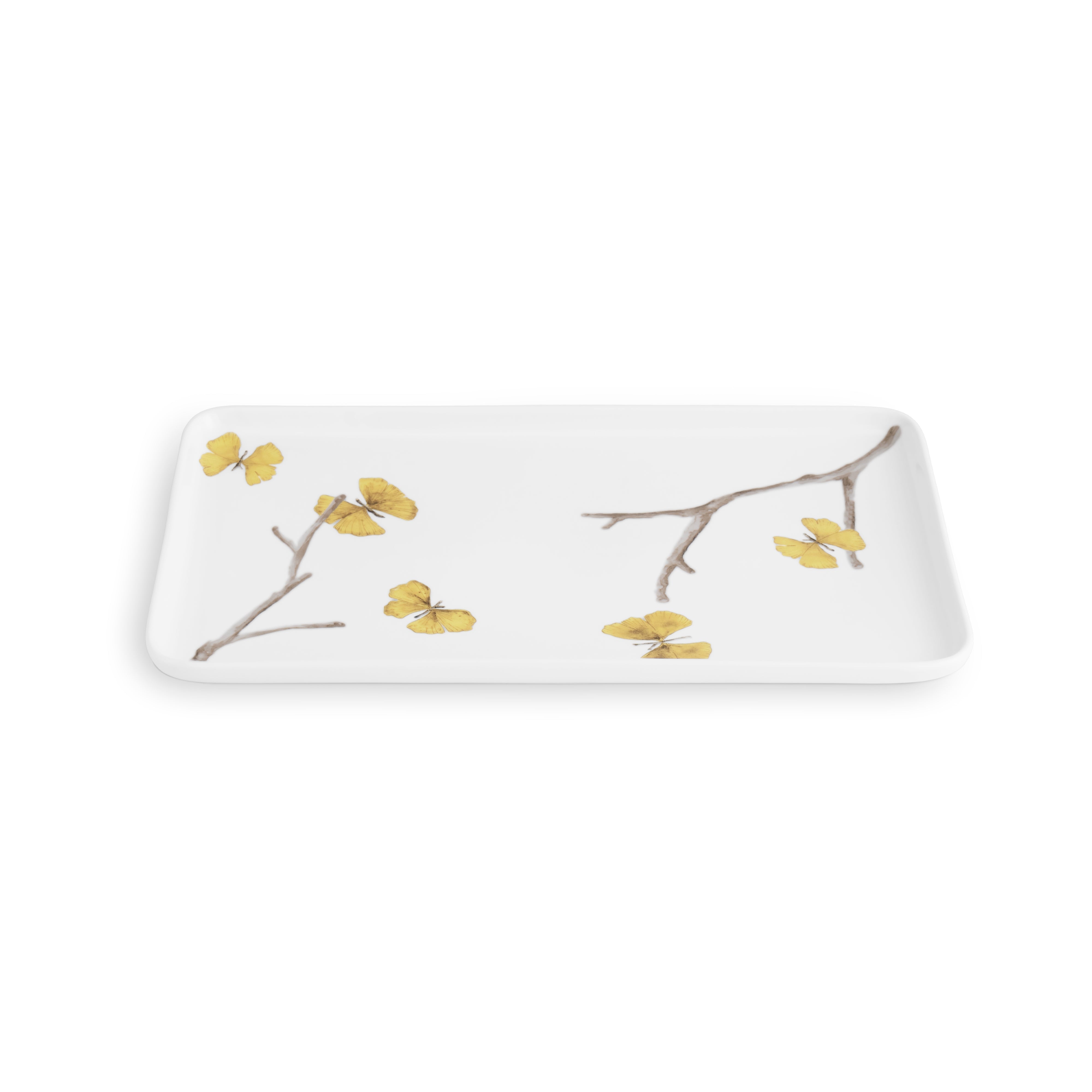 Butterfly Ginkgo Porcelain Bathroom Set - Elegant Soap Dish, Toothbrush Holder & Tumbler for Spa-Like Luxury at Home