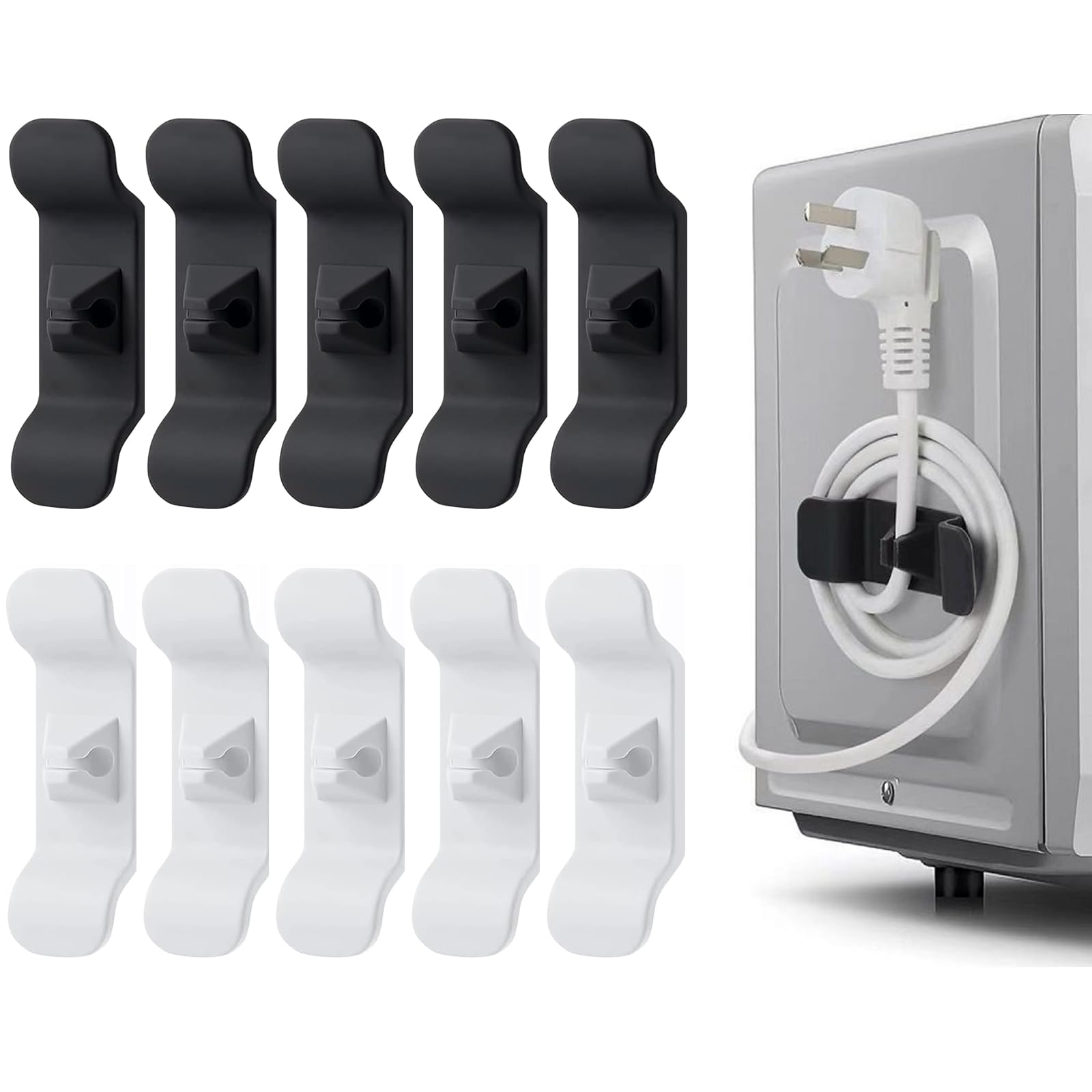 10-Pack Cord Organizer for Kitchen Appliances - Cable Clips Holder for Mixer, Blender, Coffee Maker, Pressure Cooker & Toasters - Keep Countertops Tidy & Safe (Stick-On Design)