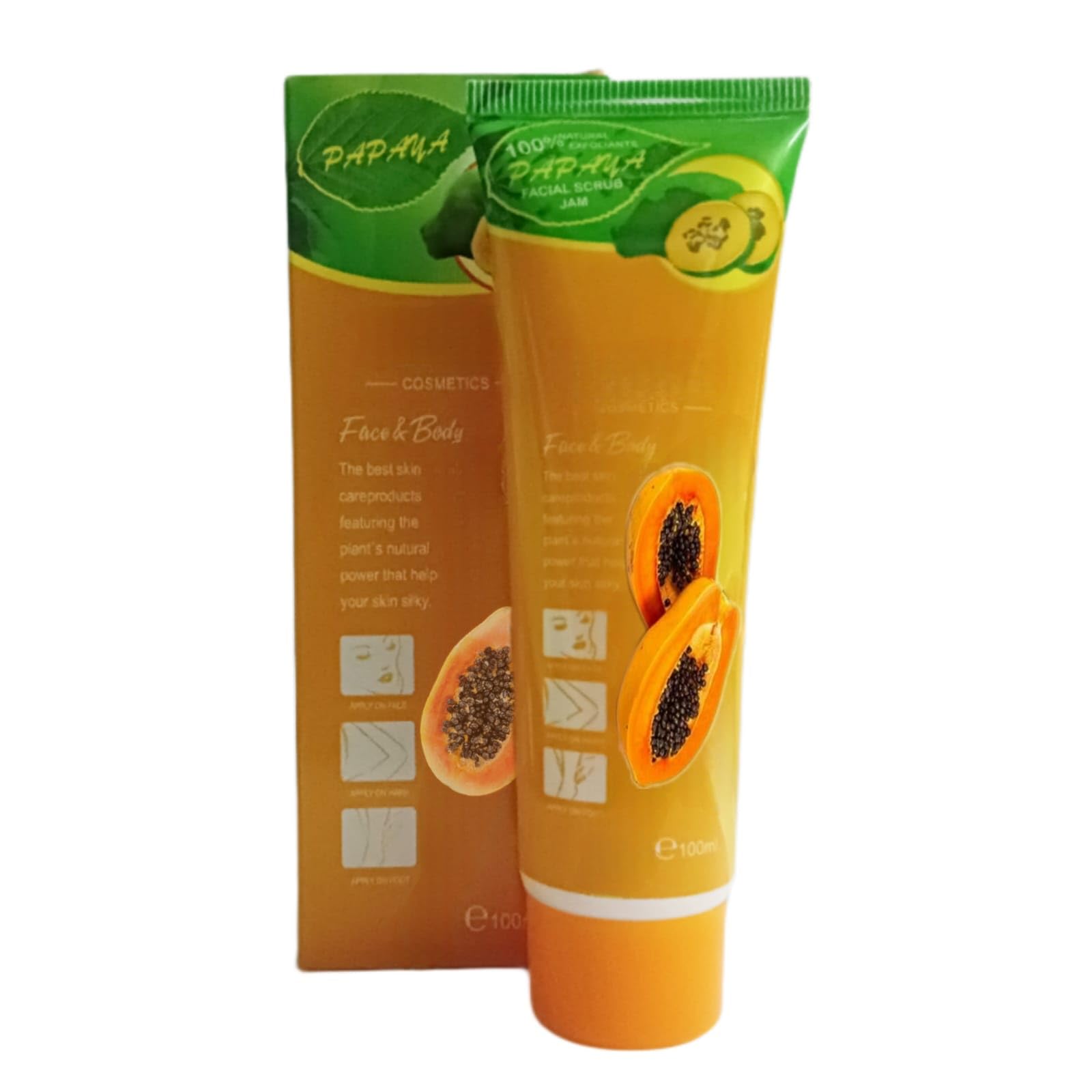 Facejewel Papaya Scrub Gel - Exfoliating Dead Skin Cleanser for Face & Body, Pack of 4 | Gentle Exfoliation for Smooth Skin, Perfect for Daily Skincare Routine