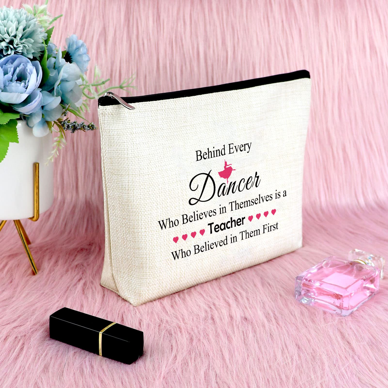 Dance Teacher Gift Makeup Bag - Birthday, Retirement & Graduation Present for Dancers