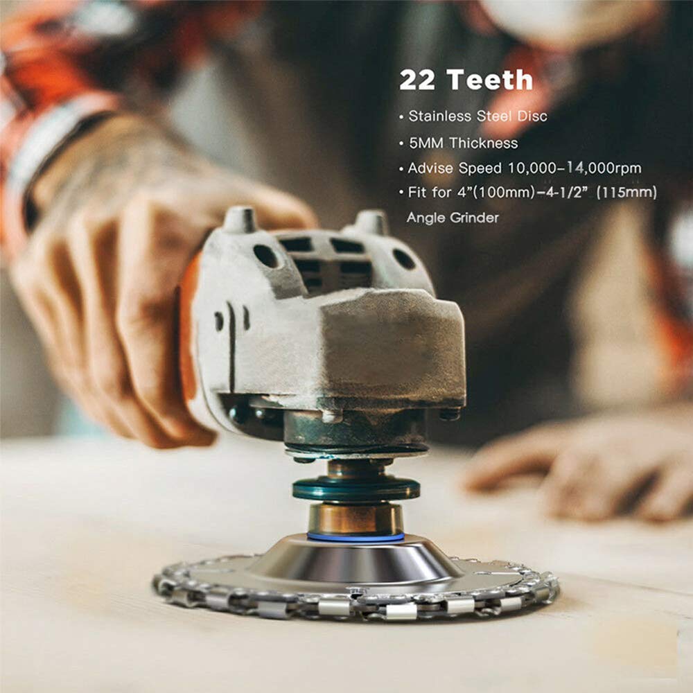 Firya 4-Inch Wood Carving Disc for Angle Grinder - 22 Tooth Double Saw Teeth Chain for Power Cutting, Curving & Shaping - Ideal for DIY Woodworking, Furniture Making & Craft Projects
