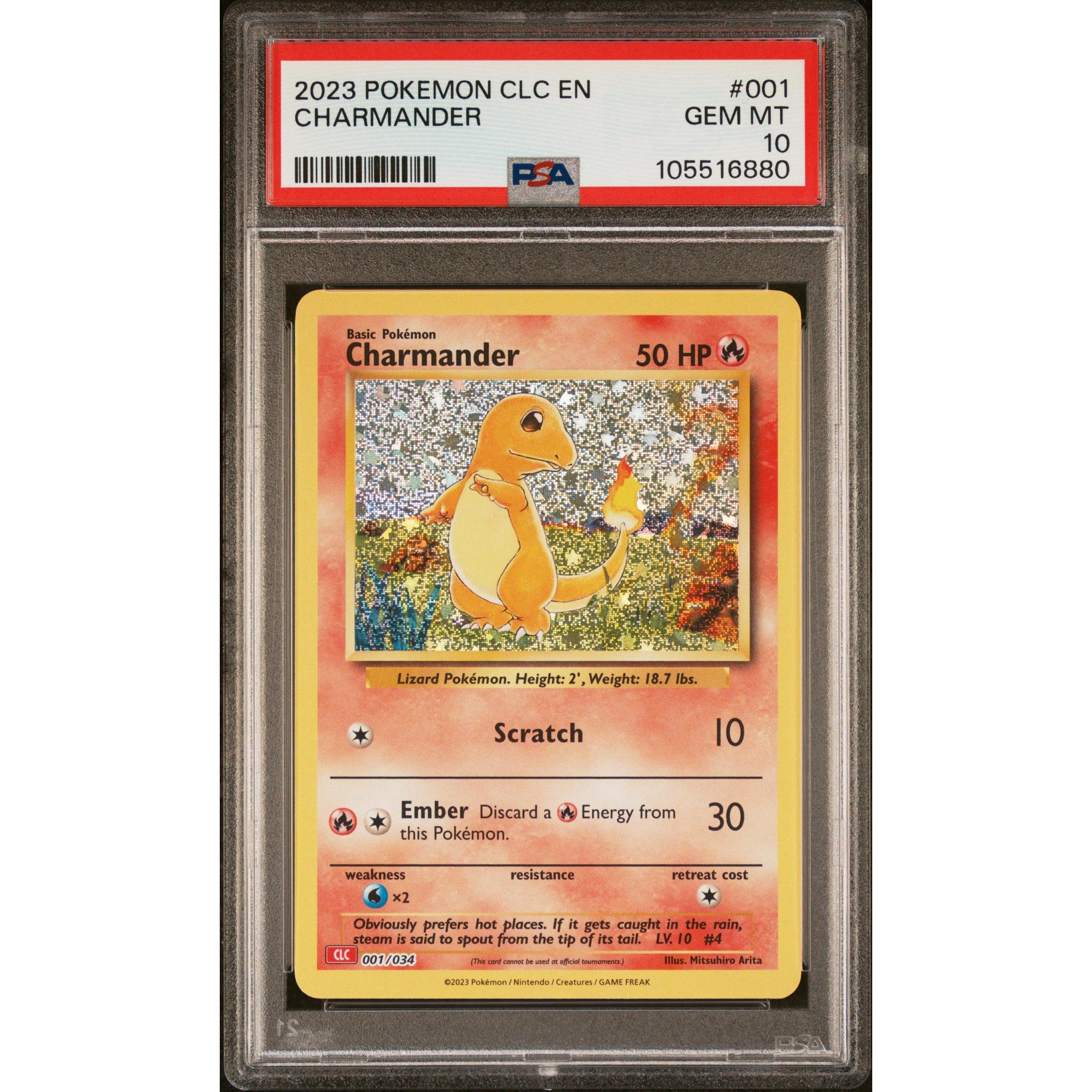 2023 Pokemon Classic Collection Charmander 001/034 PSA 10 Graded Card - Rare Collectible for Trading Card Game (TCG) Enthusiasts | Perfect for Display, Investment & Battling