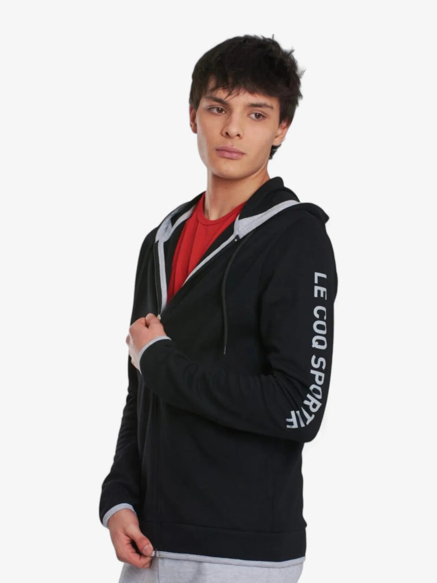 Le Coq Sportif Men's Training Hoodie - Black Campera - Lightweight & Breathable for Gym, Running & Outdoor Workouts