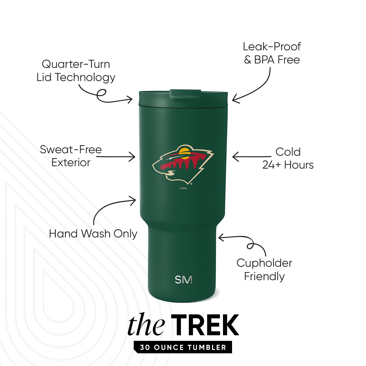 NHL Trek Tumbler 20oz Insulated Stainless Steel Water Bottle with Lid - Leakproof Travel Mug for Hockey Fans - Perfect for Games, Workouts & Outdoor Adventures