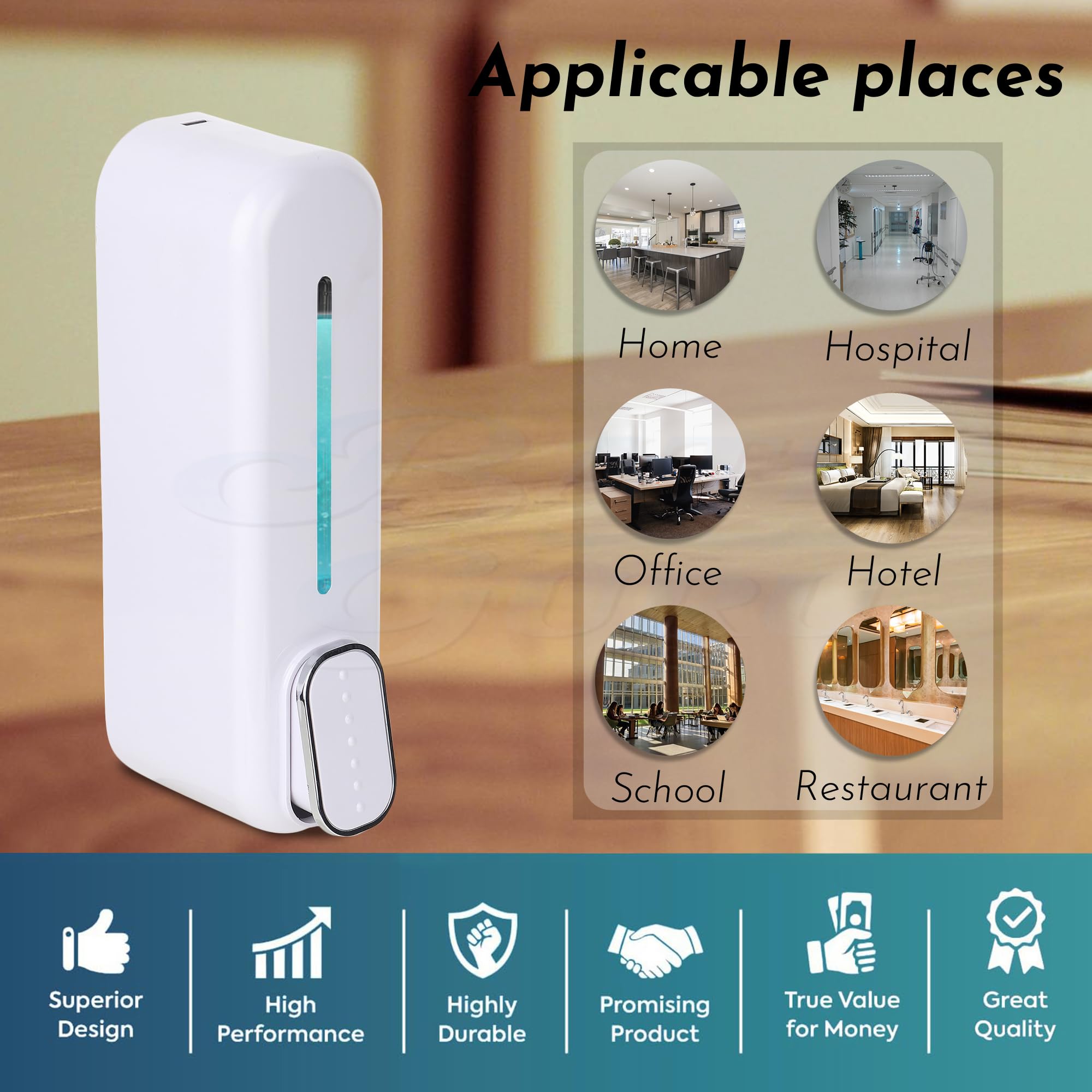 Bath Guru ABS 350ml Hand Wash Soap Dispenser - Slim White Plastic Pump Bottle for Shampoo, Sanitizer & Liquid Soap | Perfect for Bathroom, Kitchen & Office Use