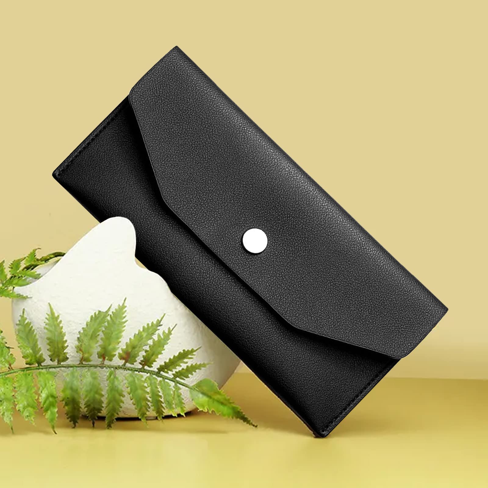 Budget Binder Cash Envelopes - PU Leather Money Organizer Wallet for Cash, Bank Cards & Deposits | Reusable Finance Planner | Perfect for Cash Budgeting, Bill Payments & Travel Money Management (Black)