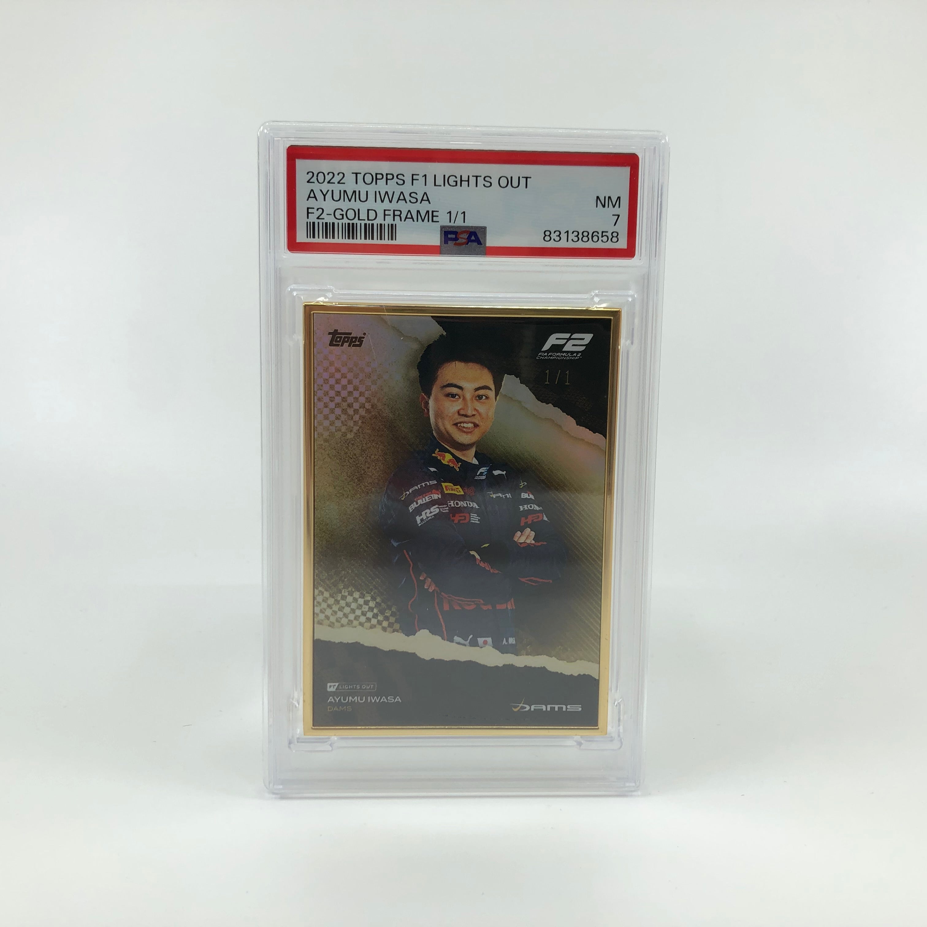 Ayumu Iwasa 2022 F2 Driver Gold Frame Collectible Card - PSA 7 Graded - Perfect for Racing Memorabilia Collections & Sports Card Displays