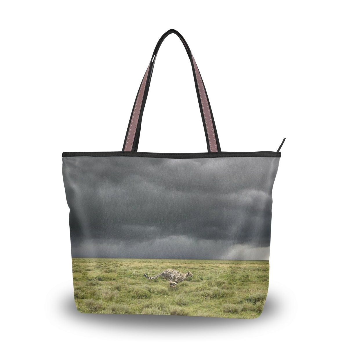 Women's Large Cheetah Print Tote Bag with Top Handle & Shoulder Strap - Stylish Handbag for Work, Travel & Everyday Use