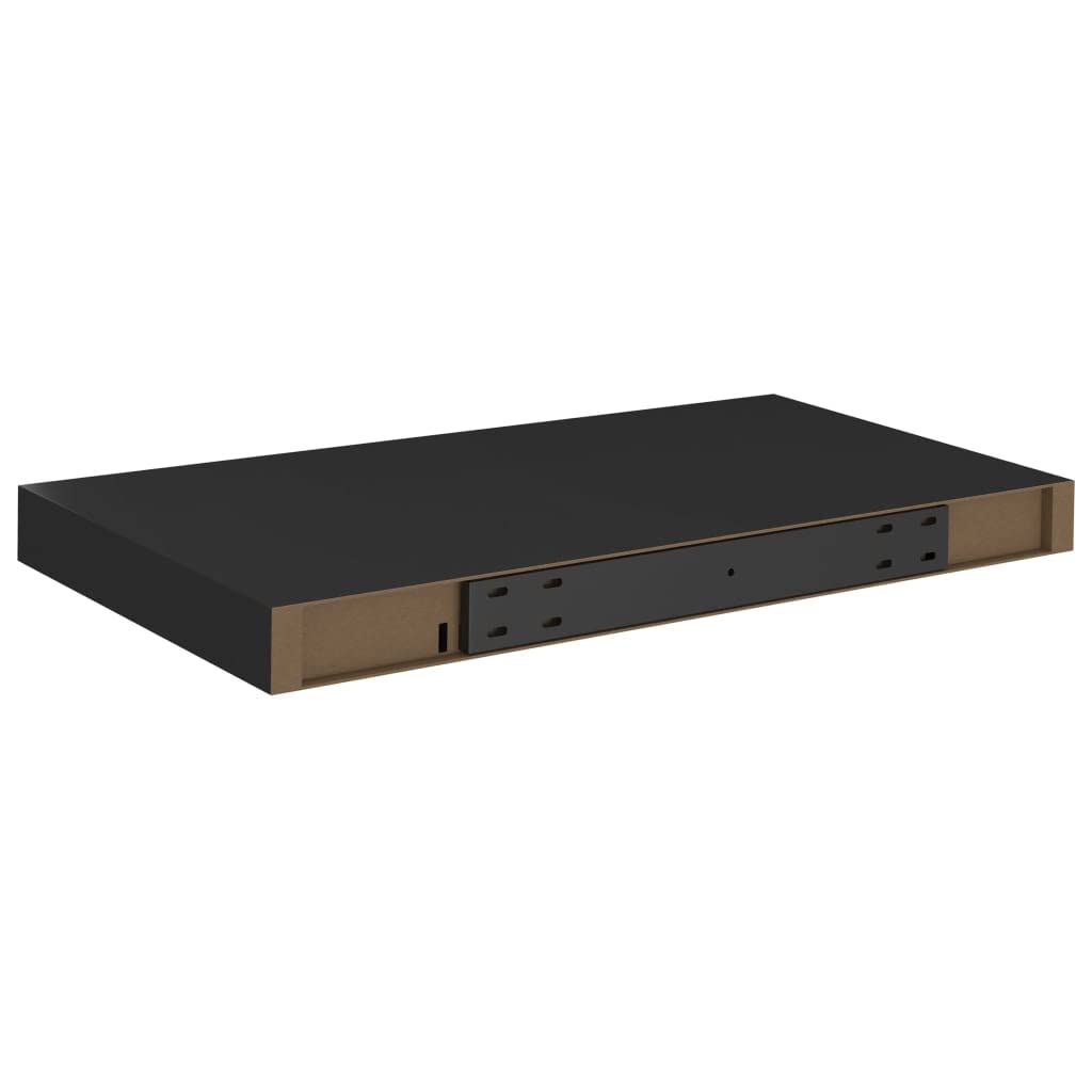 Modern Floating Wall Shelf Set - Black MDF Wall Mounted Display Shelves (19.7