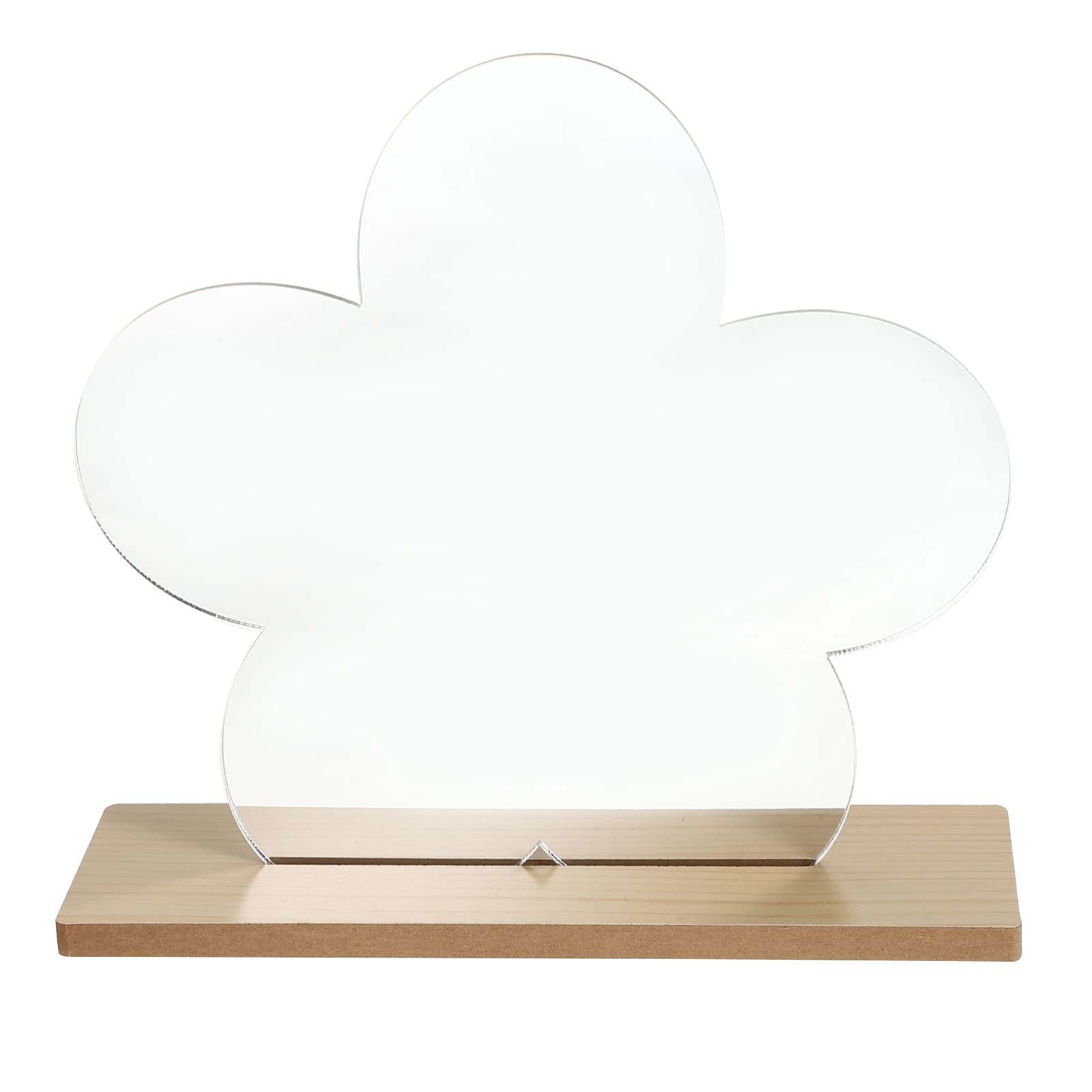 IMIKEYA Flower Shaped Adjustable Vanity Mirror with Wooden Stand - Compact Tabletop Makeup Mirror for Bedroom, Dresser & Vanity Decor (Khaki) - Perfect for Applying Makeup, Skincare & Hair Styling at Home