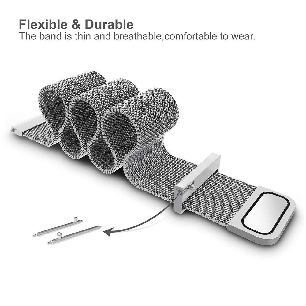AONES 20mm 2-Pack Metal Chain Belt & Silicone Watch Band Replacement for Inbase Urban Play Watch - Stylish & Durable Watch Accessories for Men & Women, Perfect for Casual, Office & Party Wear