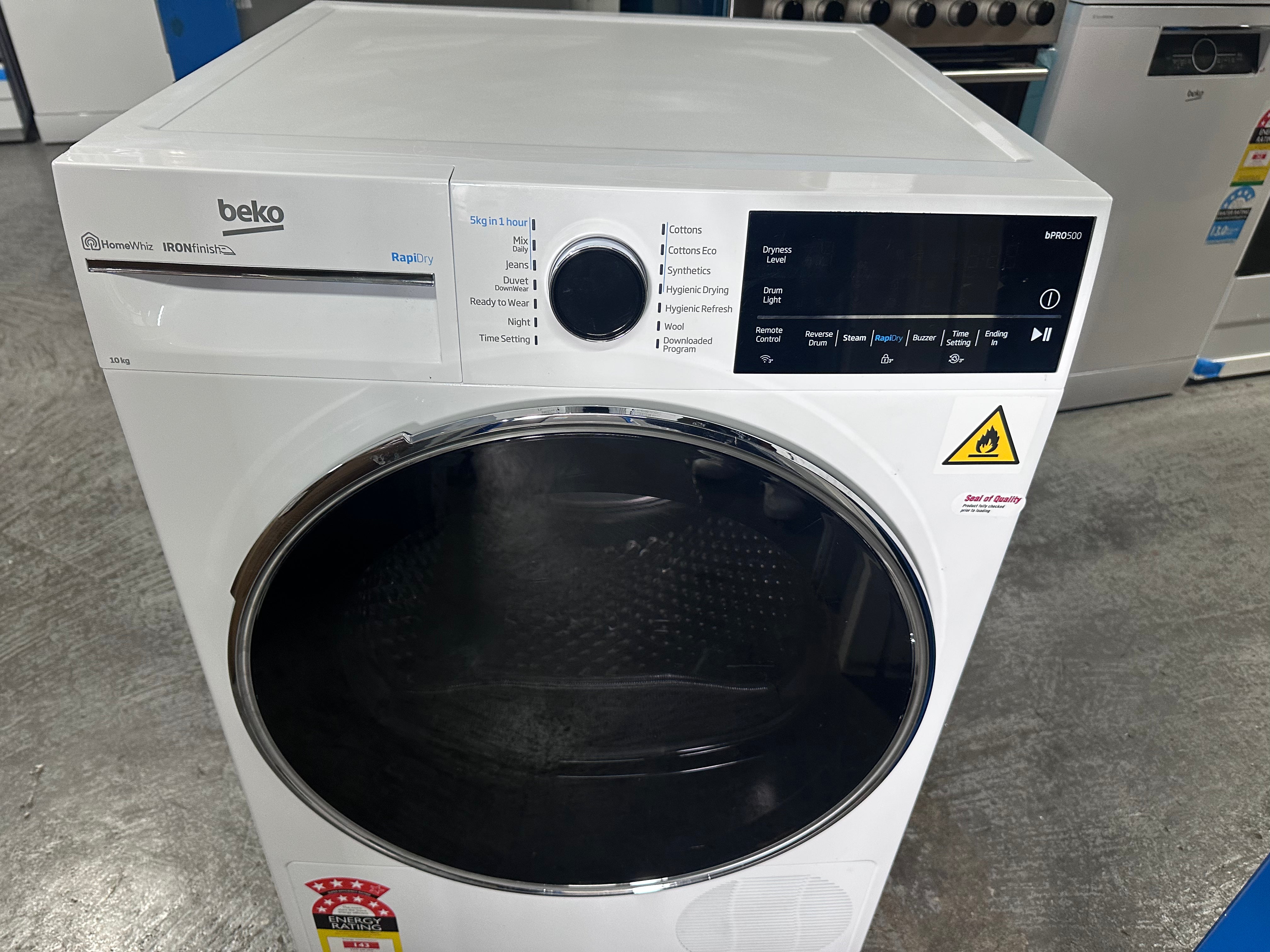 Beko BDPB104HW 10kg Hybrid Heat Pump Dryer with Steam Function - Energy Efficient Laundry Solution for Homes & Apartments | Fast Drying with Gentle Fabric Care