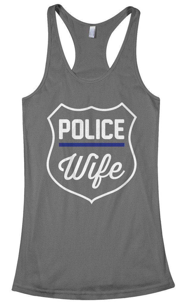 Threadrock Women's Police Wife Racerback Tank Top - Comfortable & Supportive Workout Shirt for Gym, Running & Casual Wear - Perfect Gift for Law Enforcement Spouses