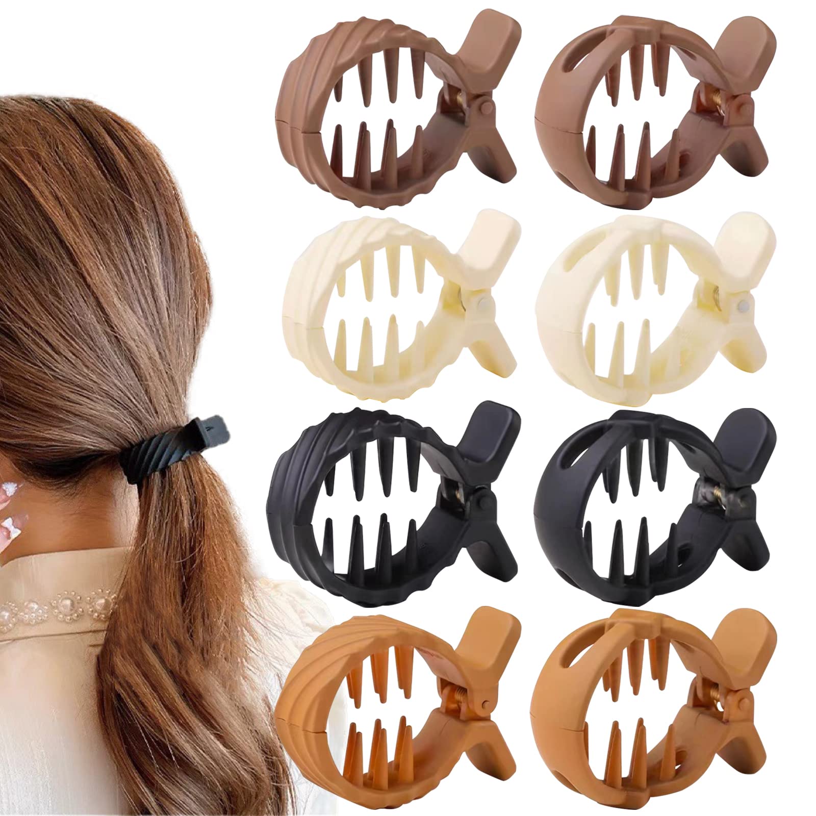 8 PCS Matte Ponytail Clips for Women - Non-Slip Hair Accessories for Thick Long Hair - Gym & Work
