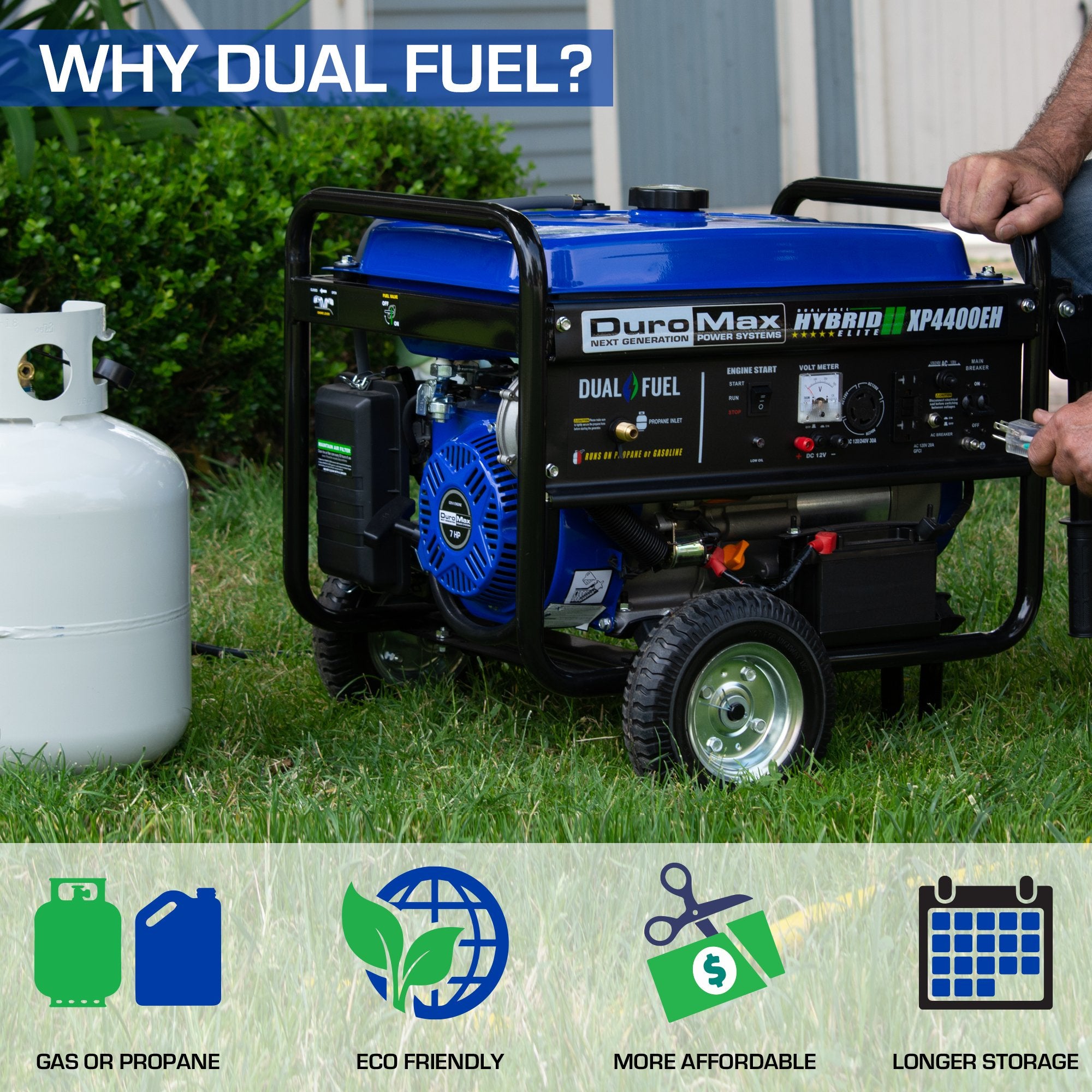 DuroMax XP4400EH 3500W/4400W Dual Fuel Portable Generator with Electric Start - Ideal for Home Backup Power, Camping & Emergency Use