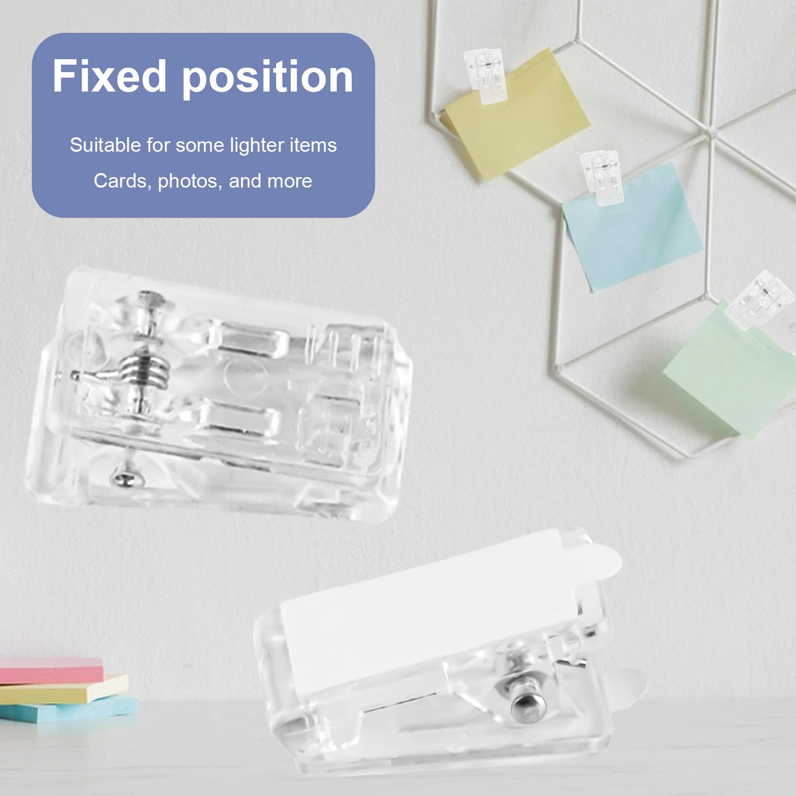 25 Pack Clear Self-Adhesive Wall Hanging Clips - Sticky Tapestry & Photo Clips for Posters, Pictures, Artwork - Strong Spring Clips for Home, Office, Dorm Decor & Organization