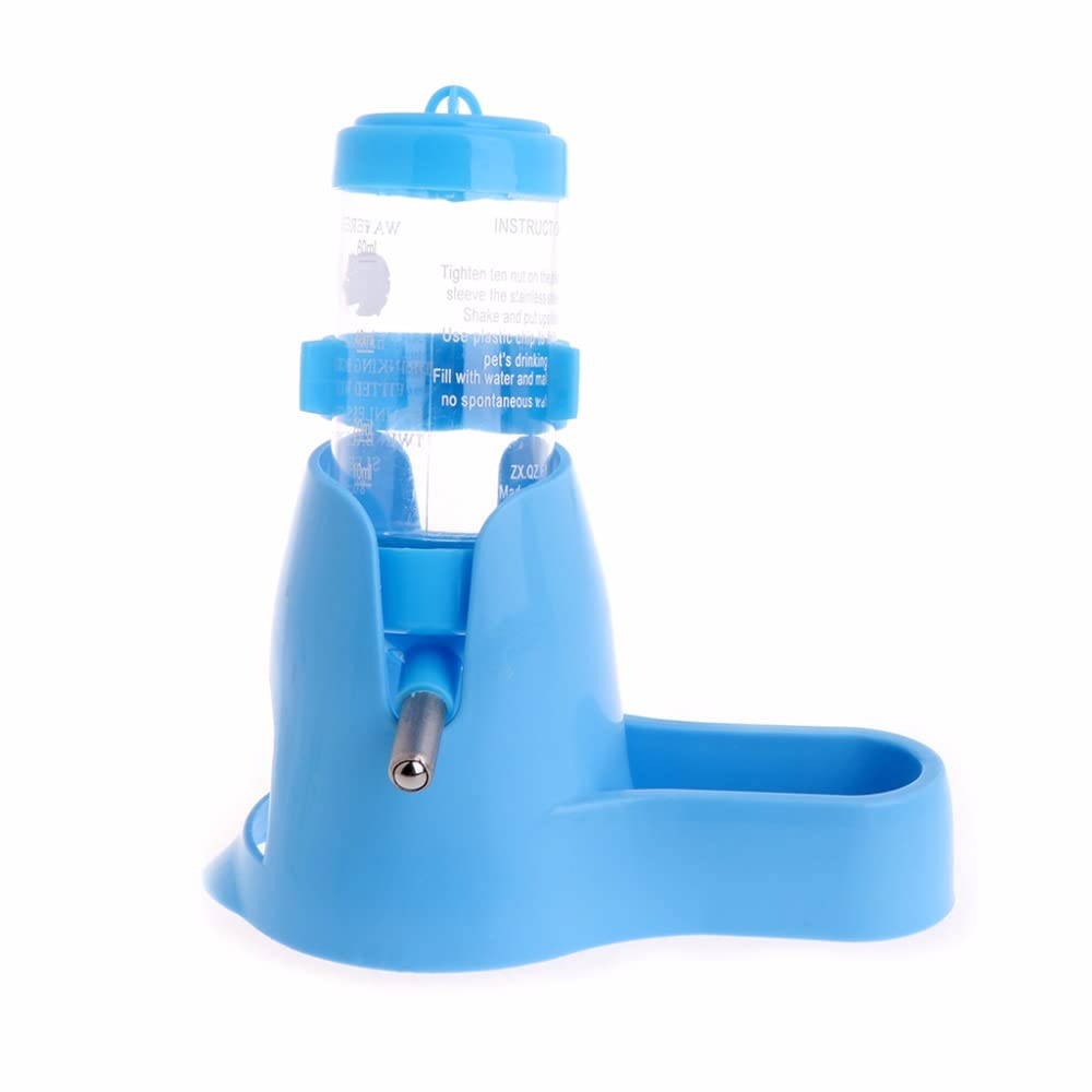 4oz Hamster Water Bottle with 3-in-1 Food Bowl - 125ML Automatic Pet Water Dispenser for Small Animals (Blue, 80ML) - Perfect for Hamsters, Hedgehogs & Rodent Cages