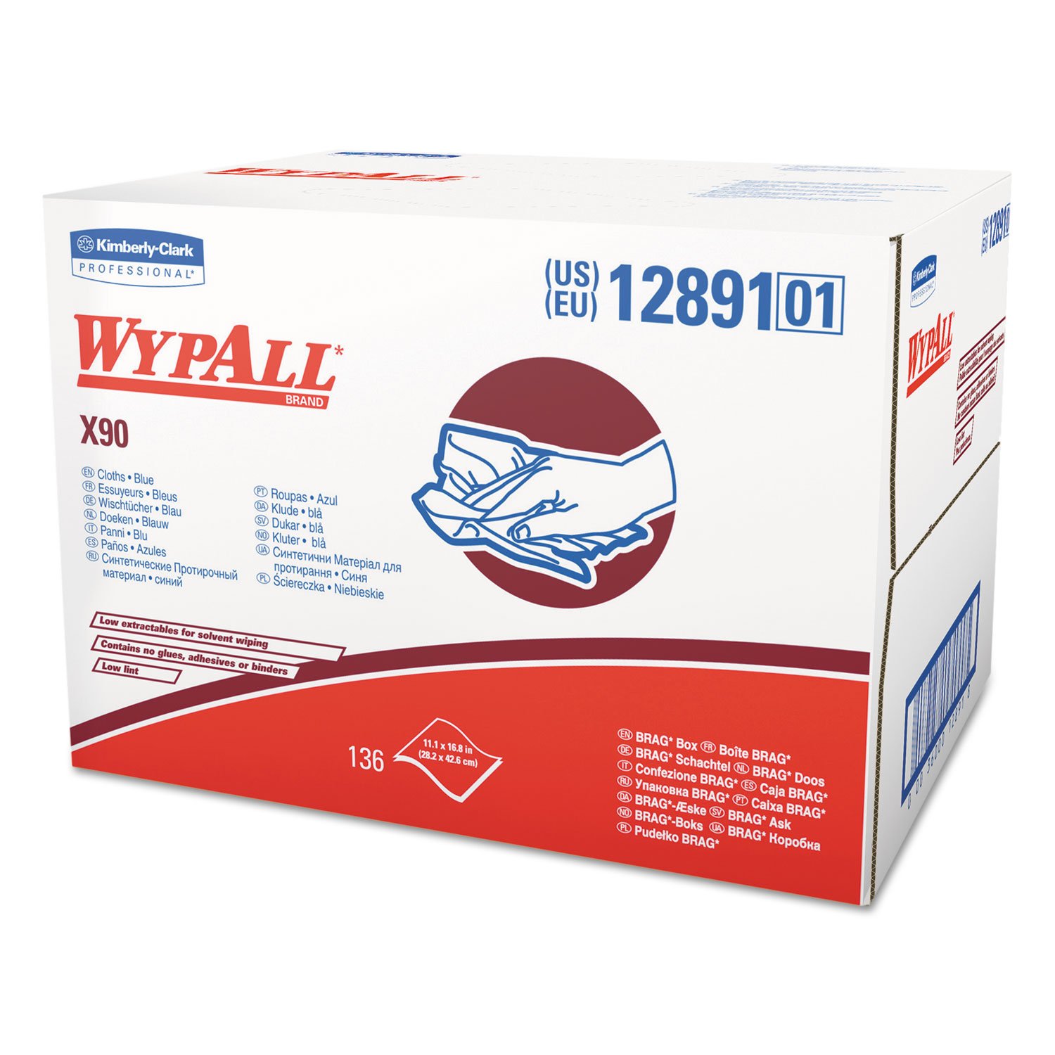 WypAll X90 Heavy Duty Industrial Cleaning Cloths - Denim Blue, 11.1