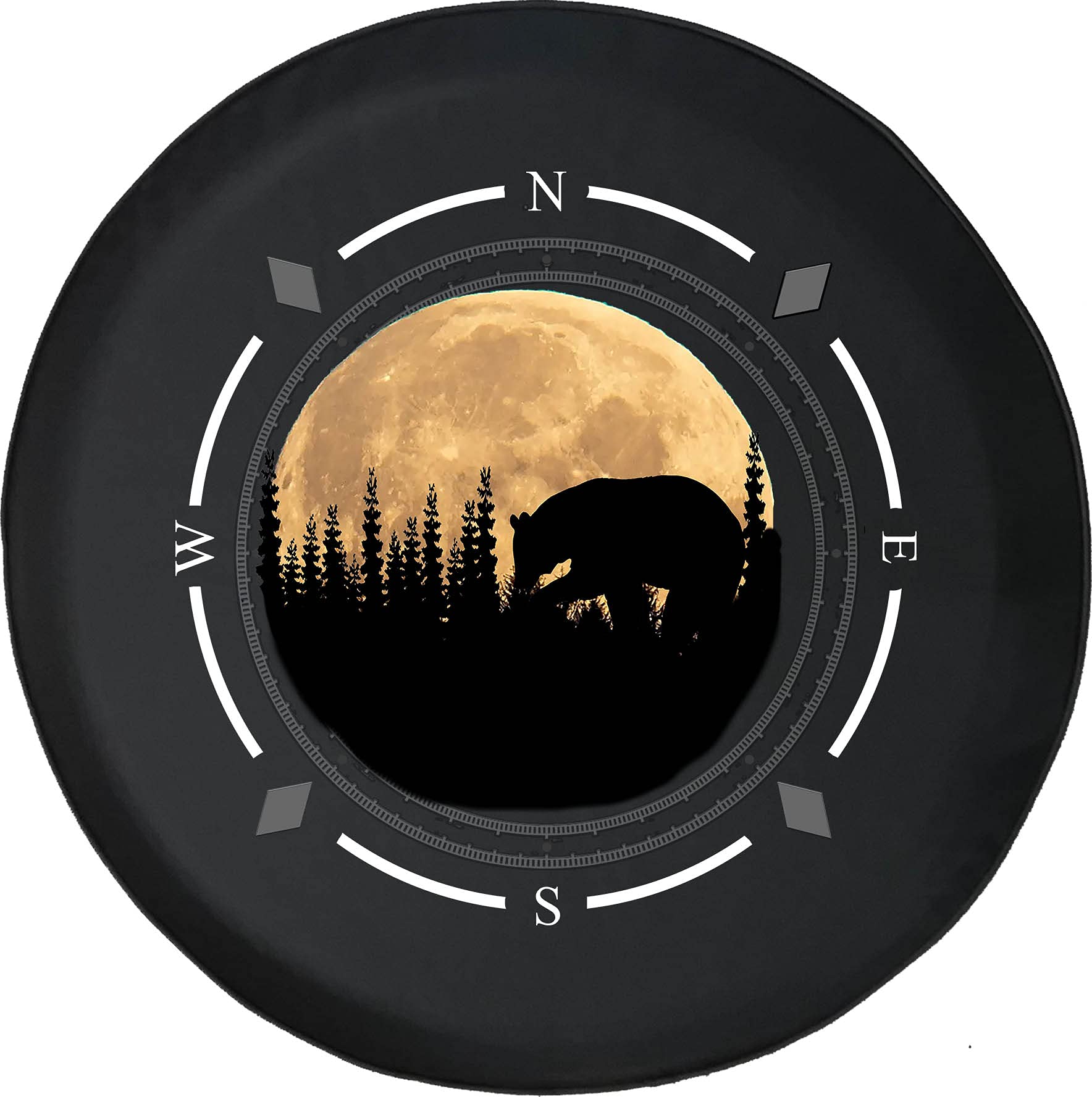 Premium Spare Tire Cover with Compass & Full Moon Design - Universal Fit for SUV, Trailer, RV & Most Vehicles - Durable Wheel Protector for Outdoor Adventures & Road Trips
